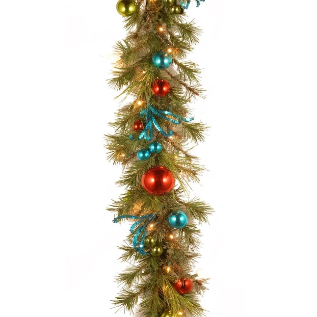 National Tree Company Outdoor Pre-lit Battery-operated 9-ft Ornament Garland  with White LED Lights in the Artificial Christmas Garland department at  Lowes.com