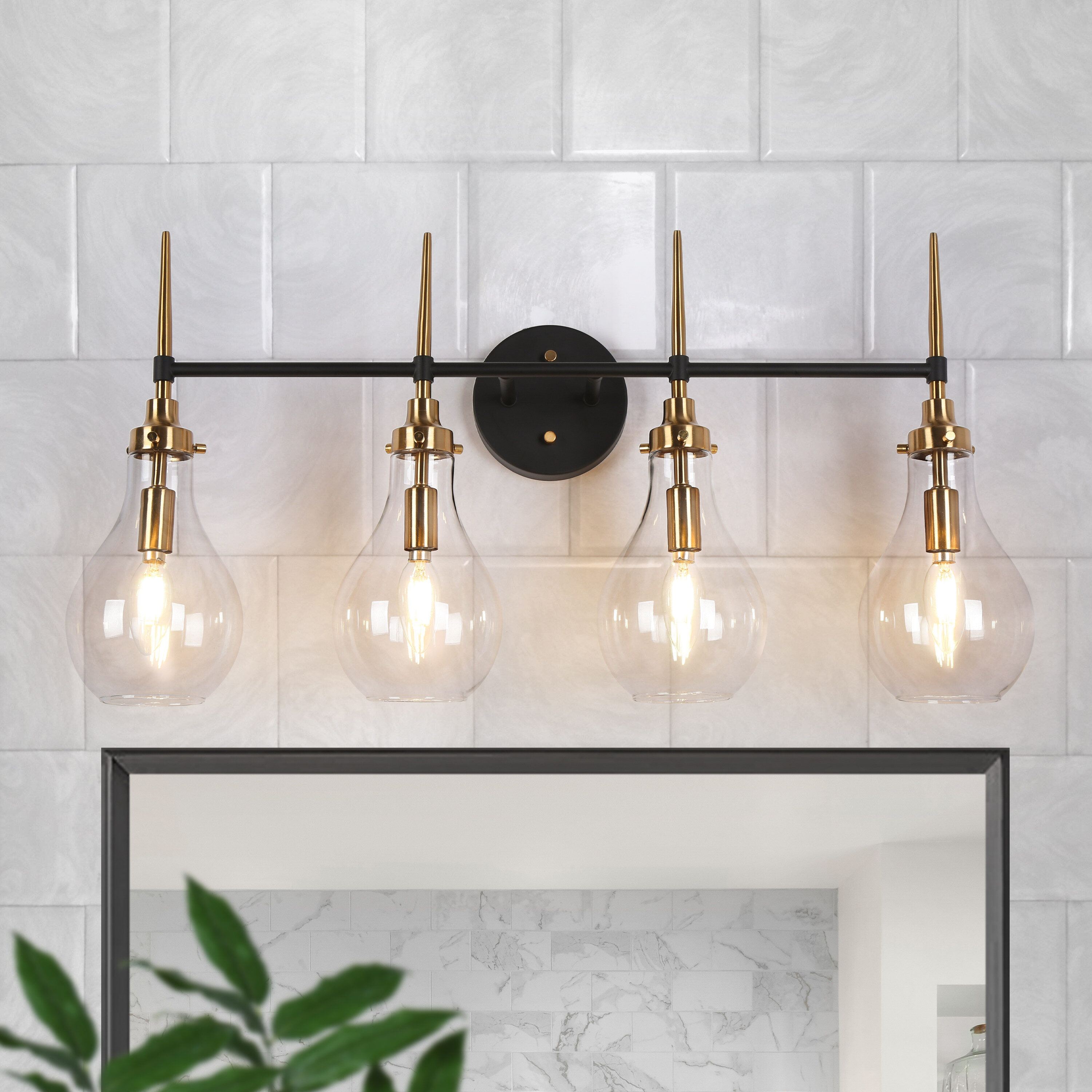 Uolfin 6FRZYEUO68W4F8 28.3-in 4 -Light Polished Copper Modern/contemporary Vanity light