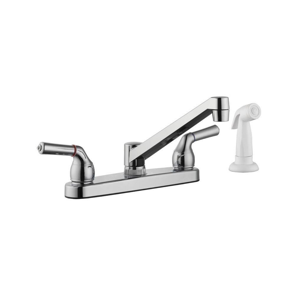 Home Plus ACHR147022  4935334 Classic Two Handle Chrome Kitchen Faucet with Side Sprayer Included