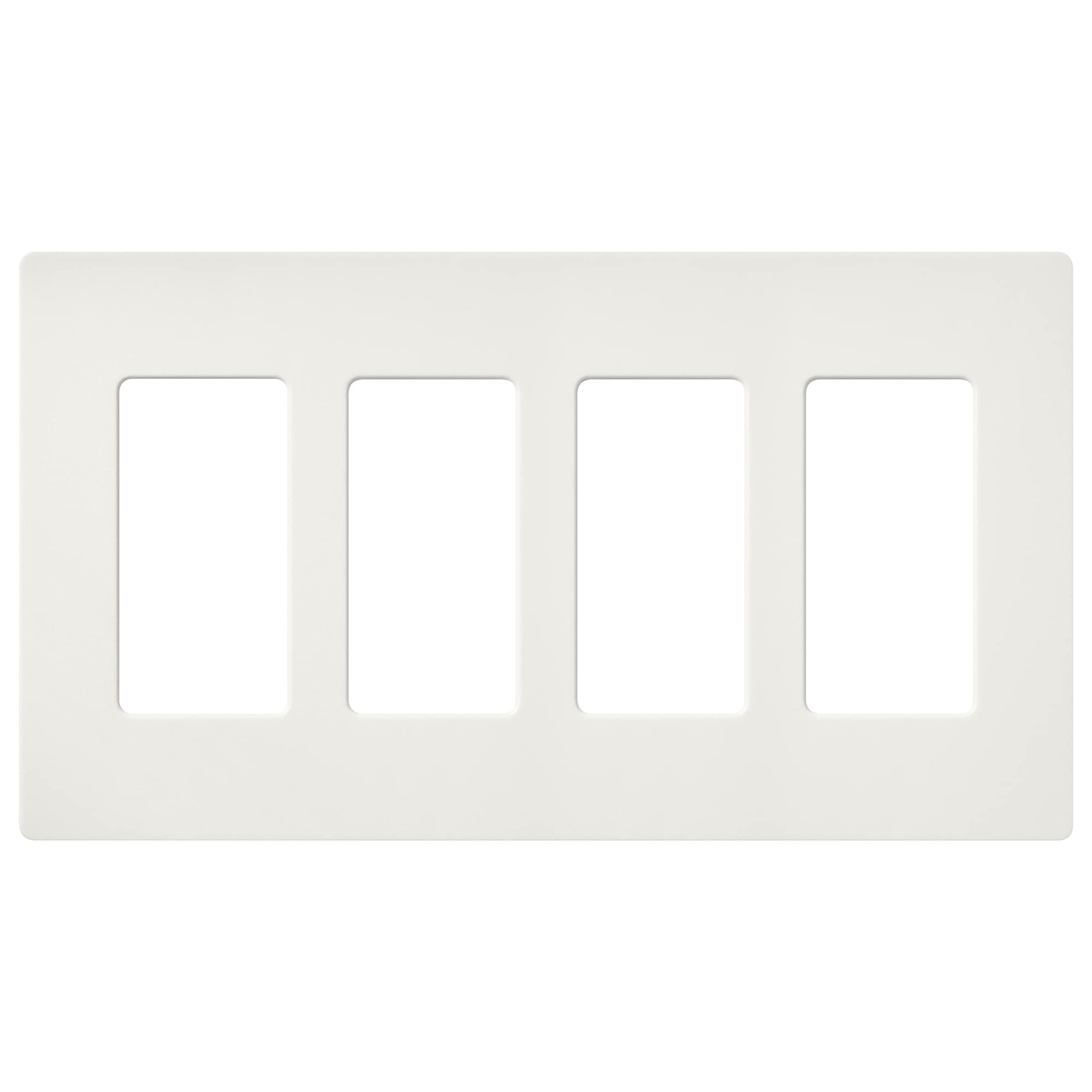Lutron SC-4-RW Claro 4 -Gang Standard Size Architectural White Plastic Indoor Screwless Decorator Wall Plate