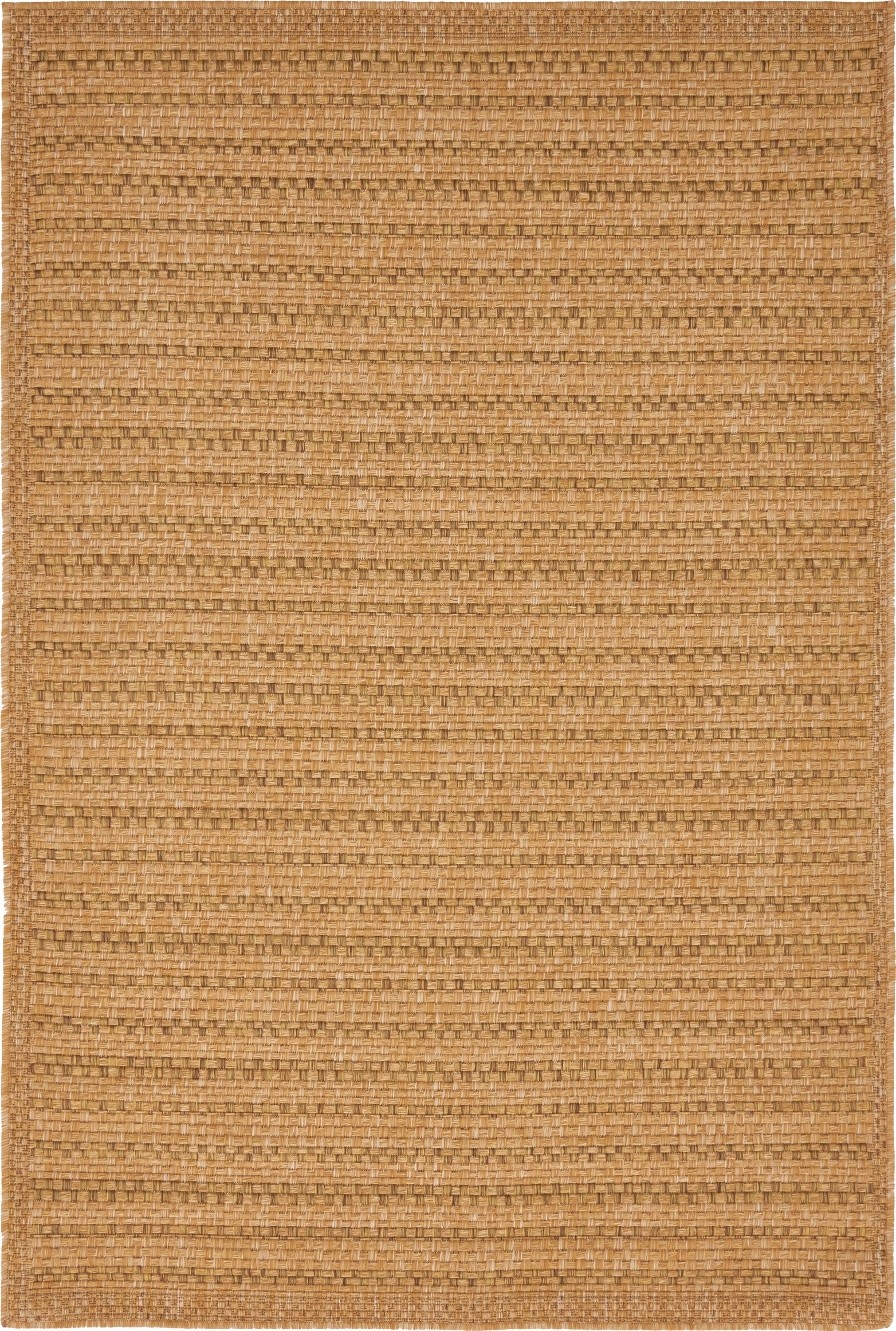 Unique Loom 3135591 Checkered Outdoor 4 x 6 (ft) Loomed Polypropylene Light Brown/Olive Rectangular Indoor/Outdoor Geometric Area rug