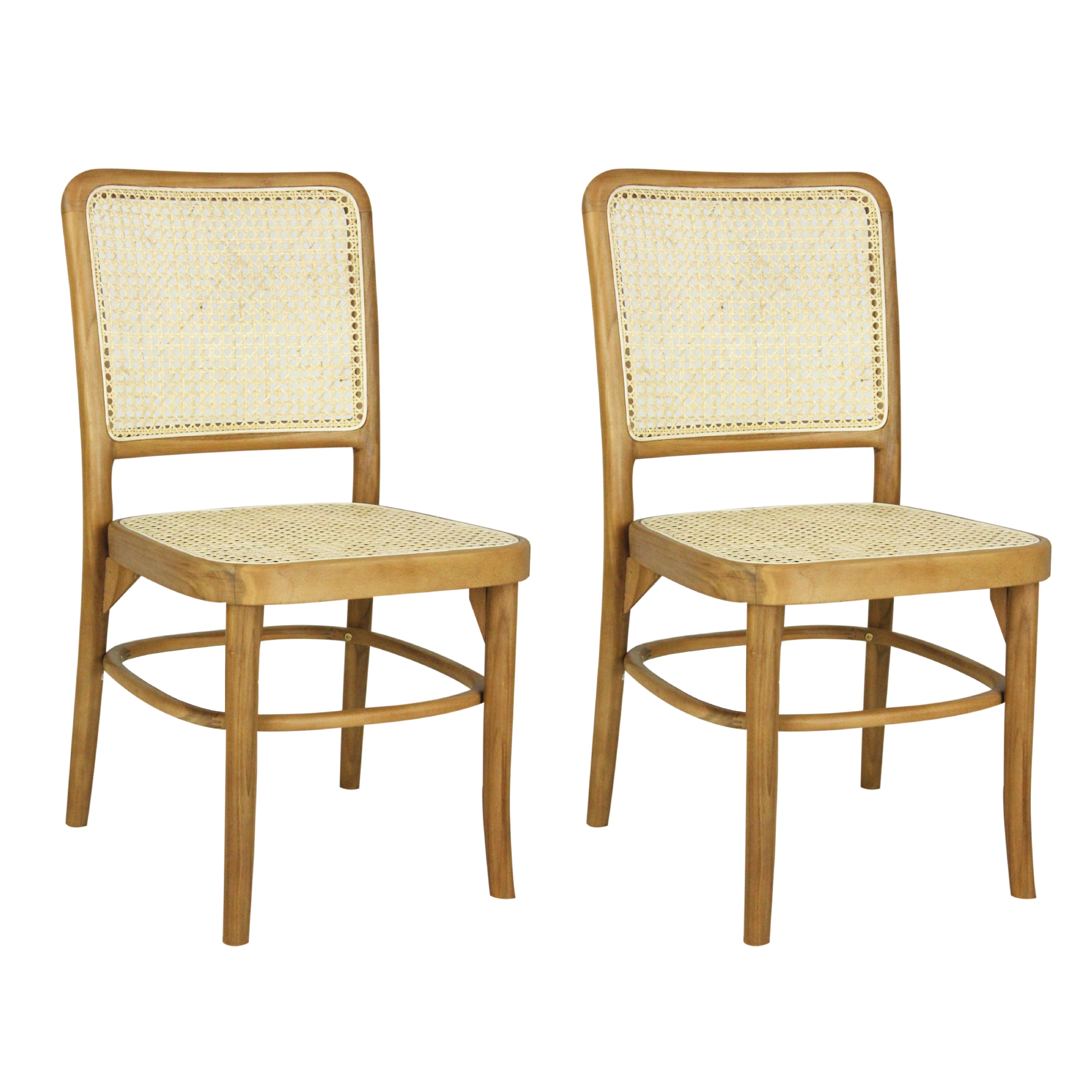 JONATHAN  Y DNG1002A-SET2 Set of 2 Colmar Rattan Mid-Century Traditional Dining Side Chair (Wood Frame)