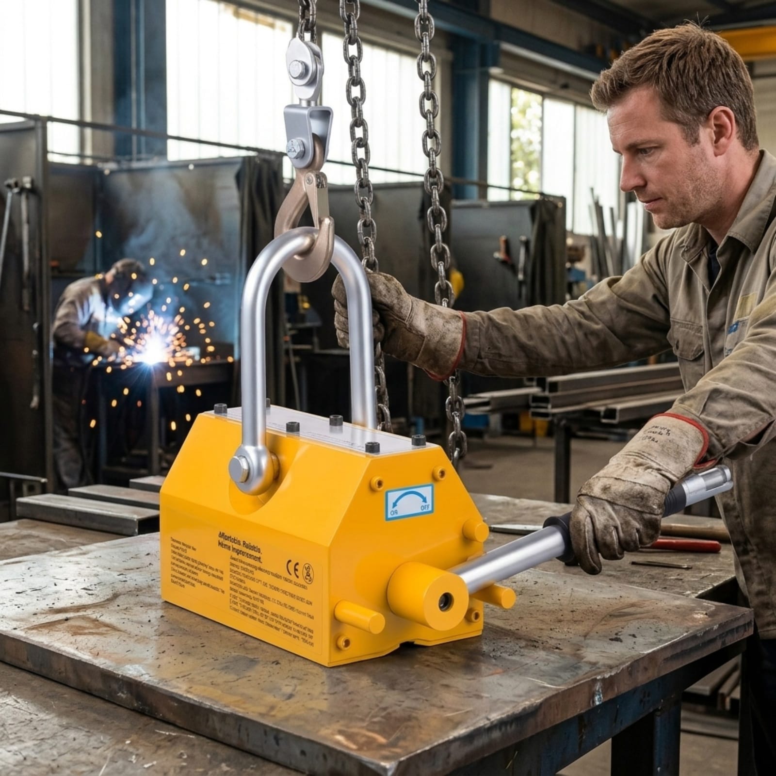 GIVIMO Permanent Magnetic Lifter 2200-lb Pulling Capacity N42 Neodymium Lifting Magnet with Release Handle Steel Hook for Crane Hoist Plate Steel
