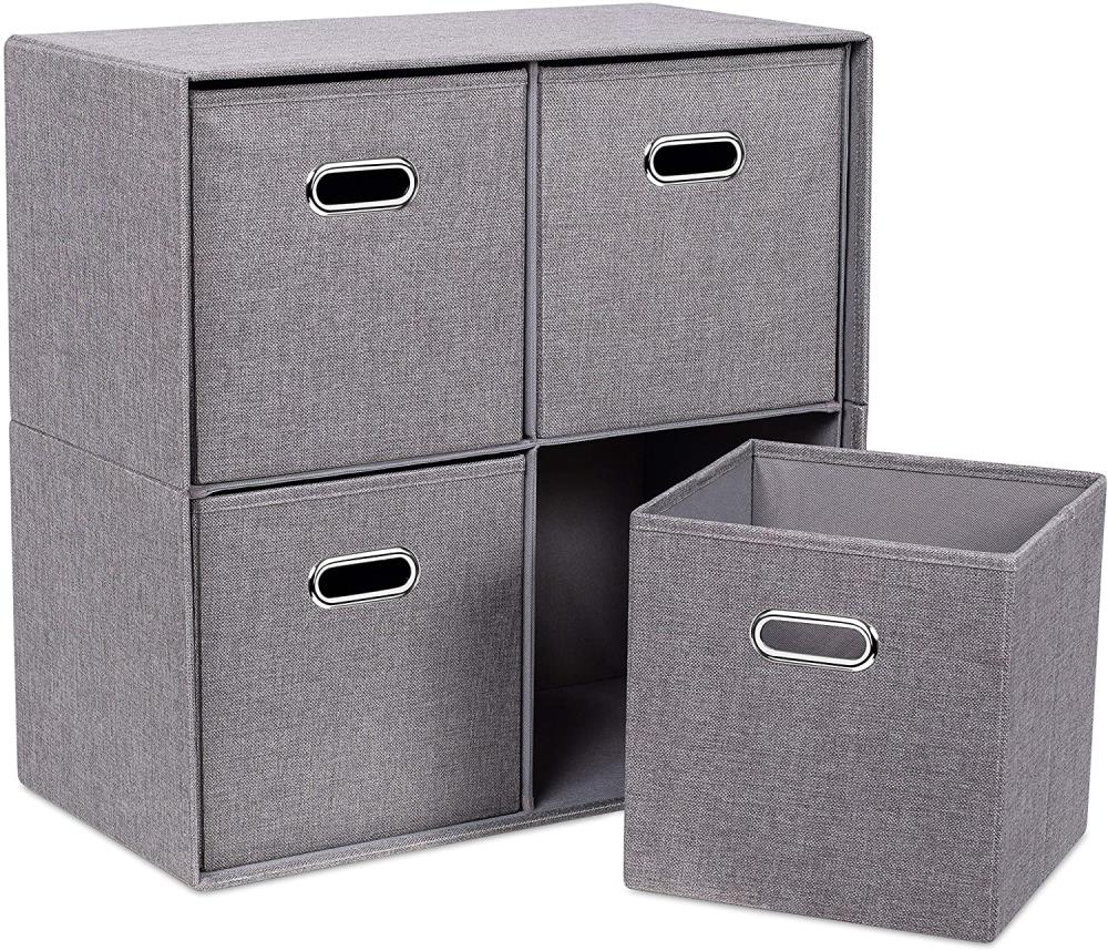  Anncus Large capacity organizer dustproof storage box with lid  Folding make up organizer home rangement organizer box - (Size:  47X34.4X22.6cm, Color: Light Grey) : Home & Kitchen