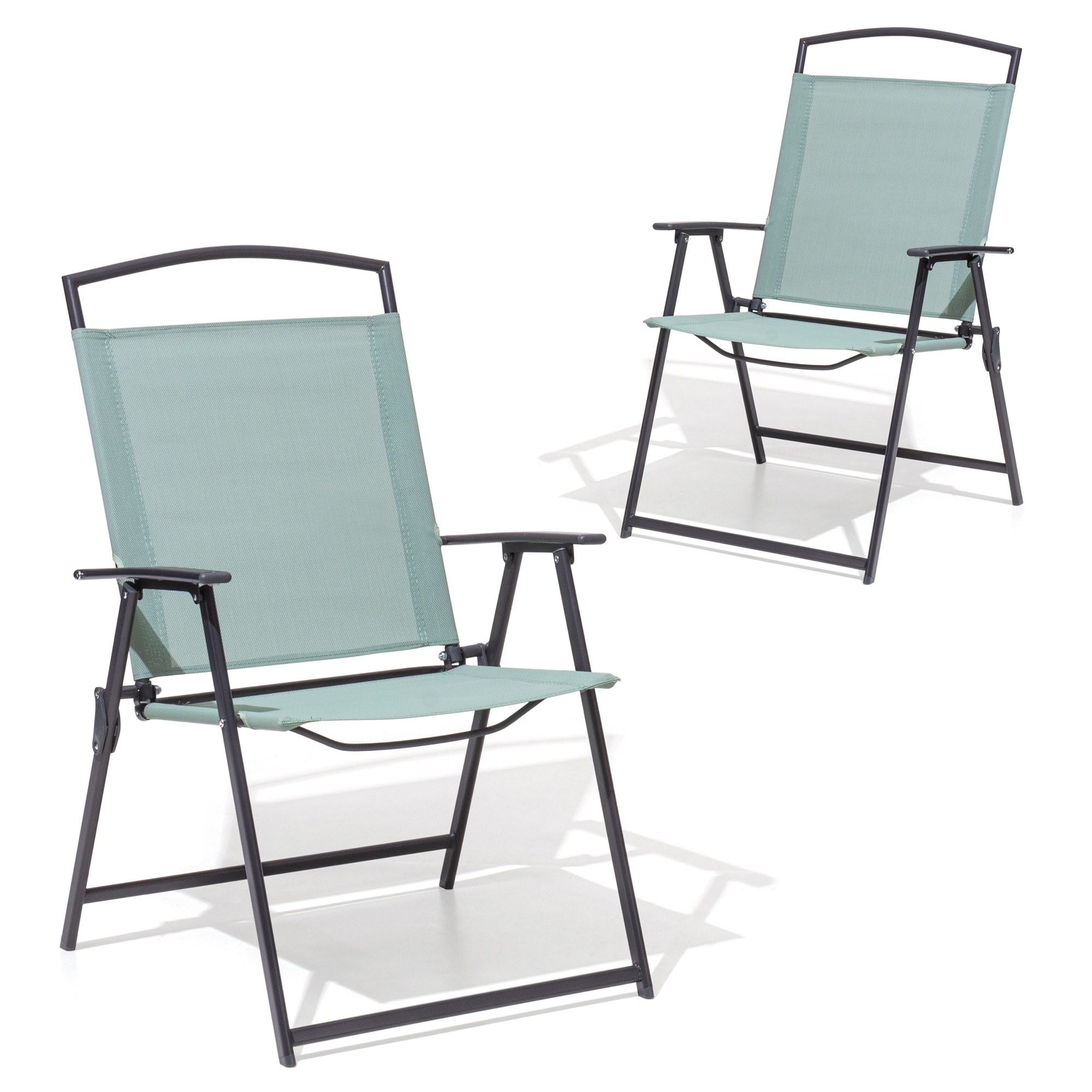 Crestlive Products CL-DC017GRN Set of 2 Patio Dining Chairs (Green) Set of 2 Brown Metal Frame Stationary Dining Chair with Green Mesh Seat