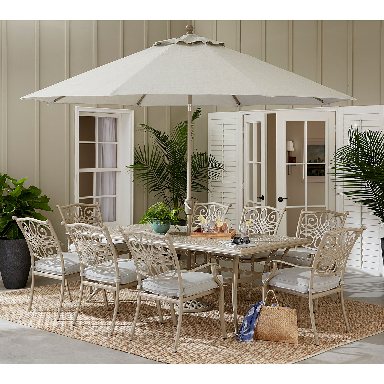 Hanover TRADDNS9PC-BE-SU Patio-Dining-Sets - View #5