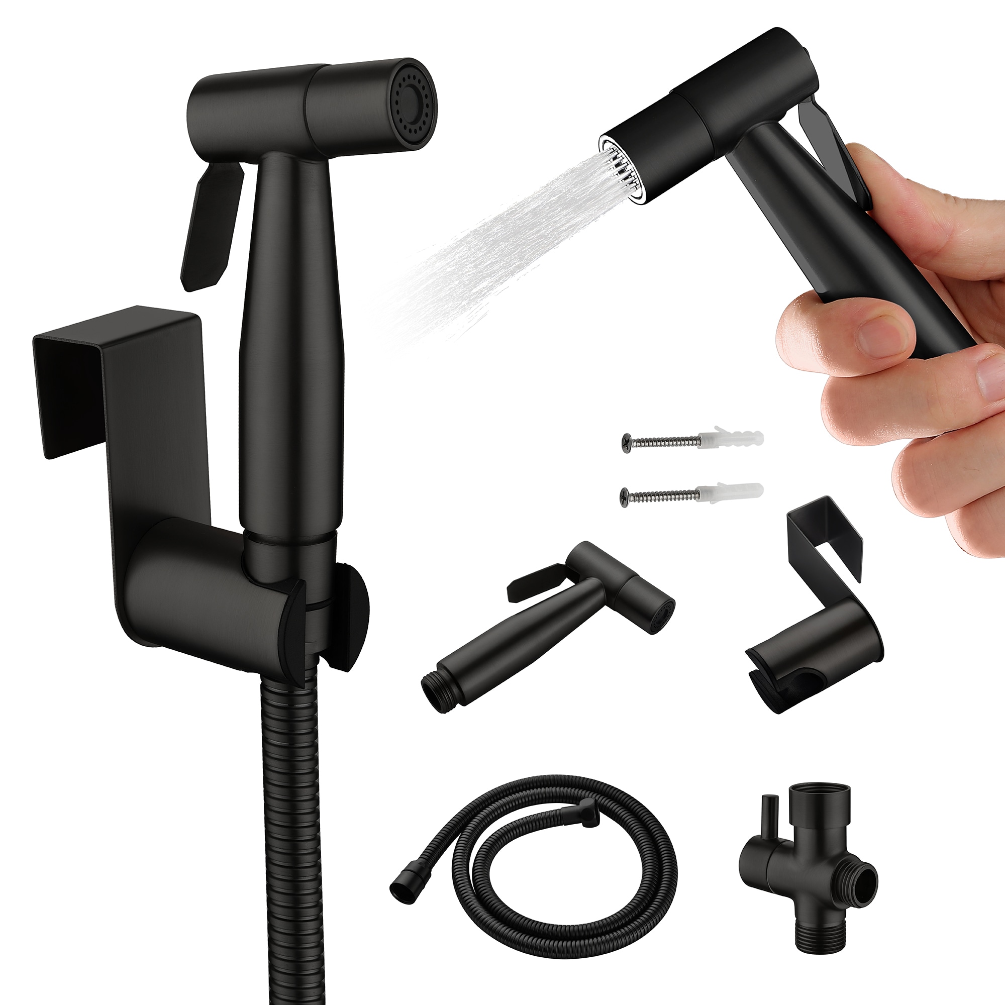 Mondawe MD-HBS-BL Matte Black Toilet mounted Handheld bidet sprayer