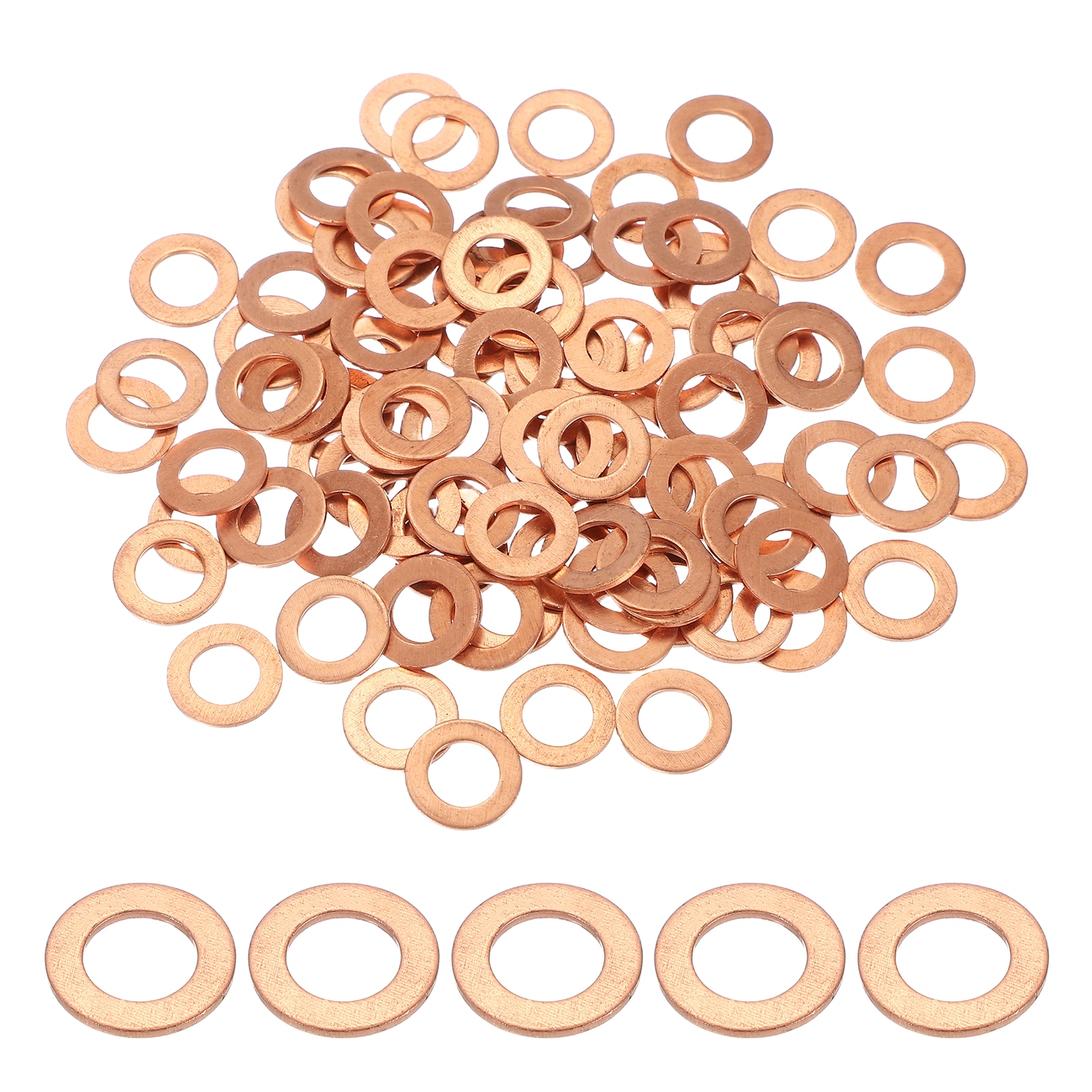 PATIKIL M8 Copper Washer Sealing Ring 100pcs 8mm ID 14mm OD 1mm Thickness Metric Flat Sealing Gasket Crush Washer for Screws Bolt Sump Plugs Oil Drain