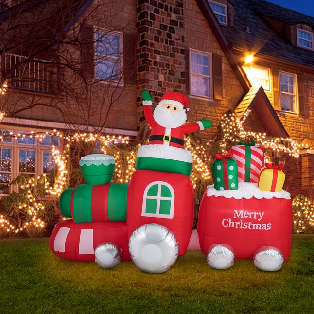 Glitzhome 6-ft Lighted Train Christmas Inflatable in the Christmas ...