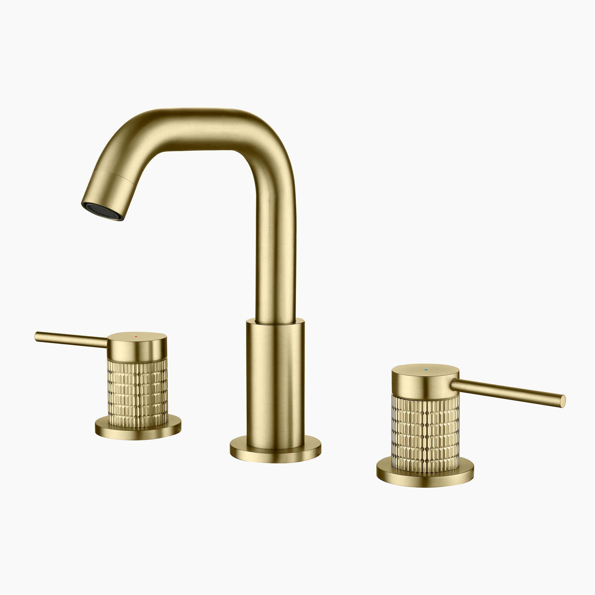 RBROHANT 8 in. Widespread 2-Handle High Arc Bathroom Sink Faucet with 180 Degree Swivel Spout in Brushed Gold