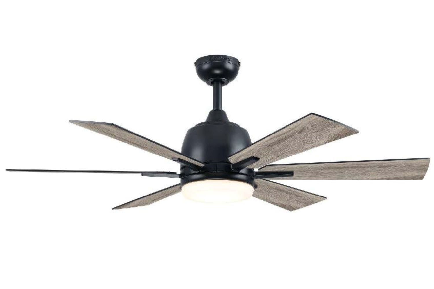 Harbor Breeze Bradbury 48-in Matte Black Integrated LED Indoor Downrod or  Flush Mount Ceiling Fan with Light and Remote (6-Blade)