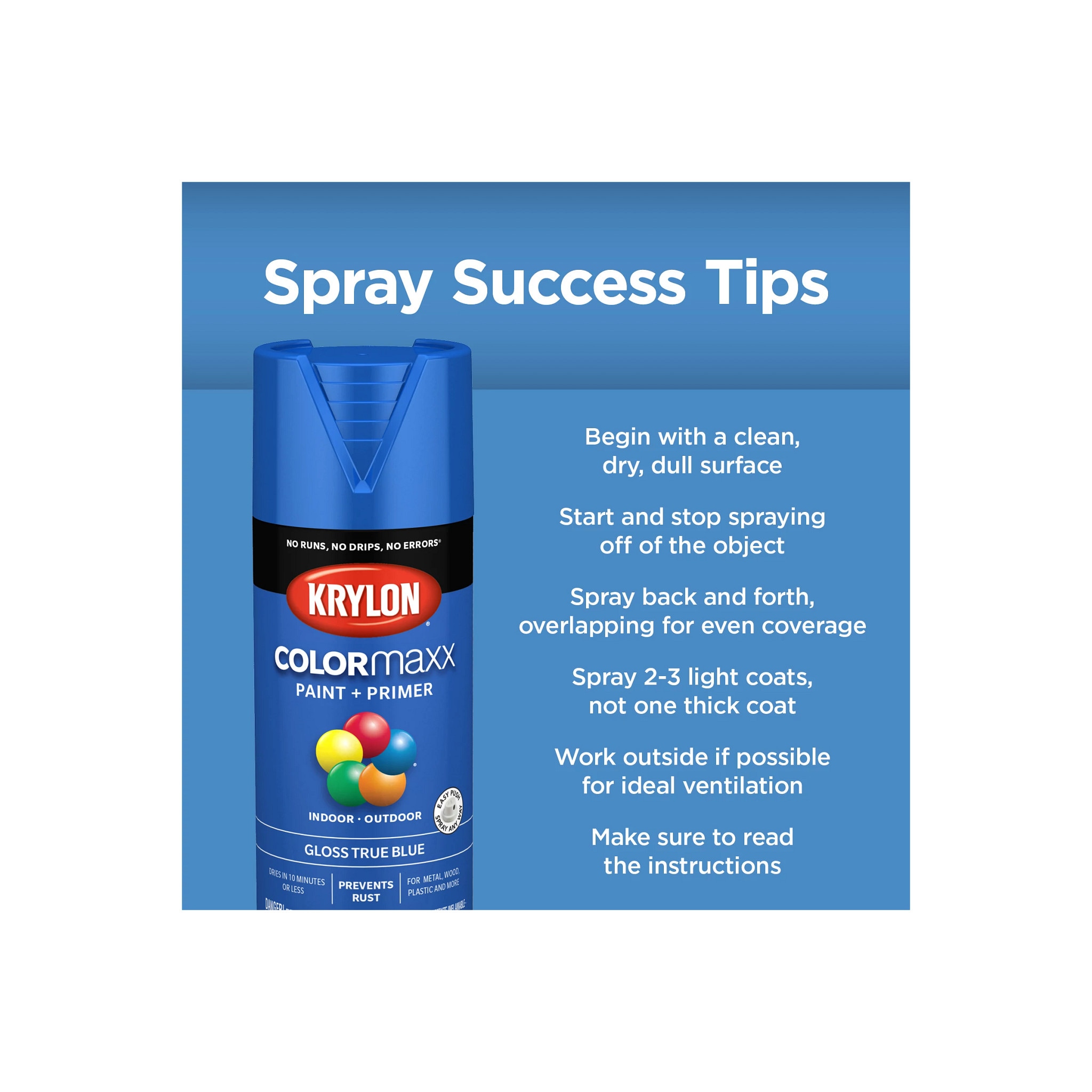 Krylon K05602007 COLORmaxx Spray Paint and Primer for Indoor