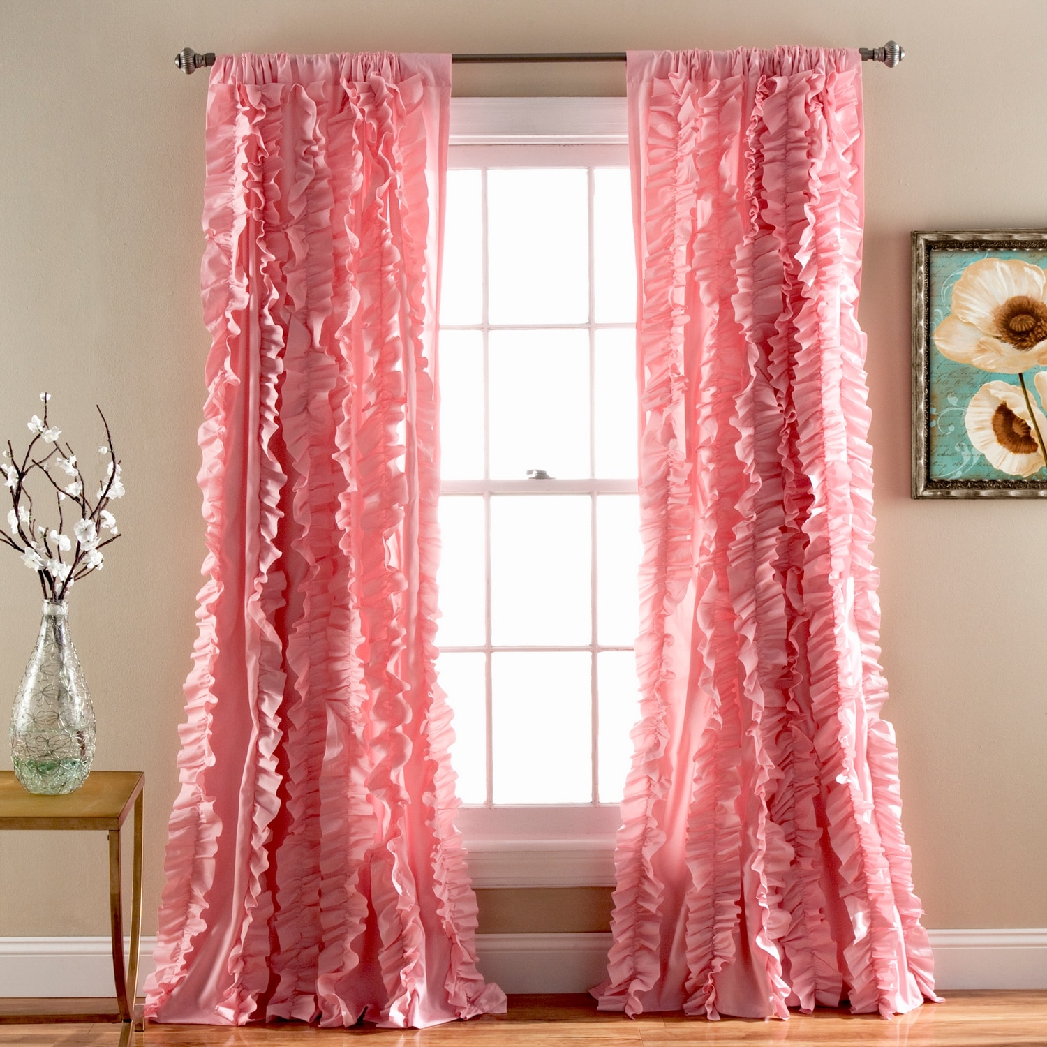 Lush Decor C26144P14-000 84-Inches Pink Rod pocket Single curtain panel