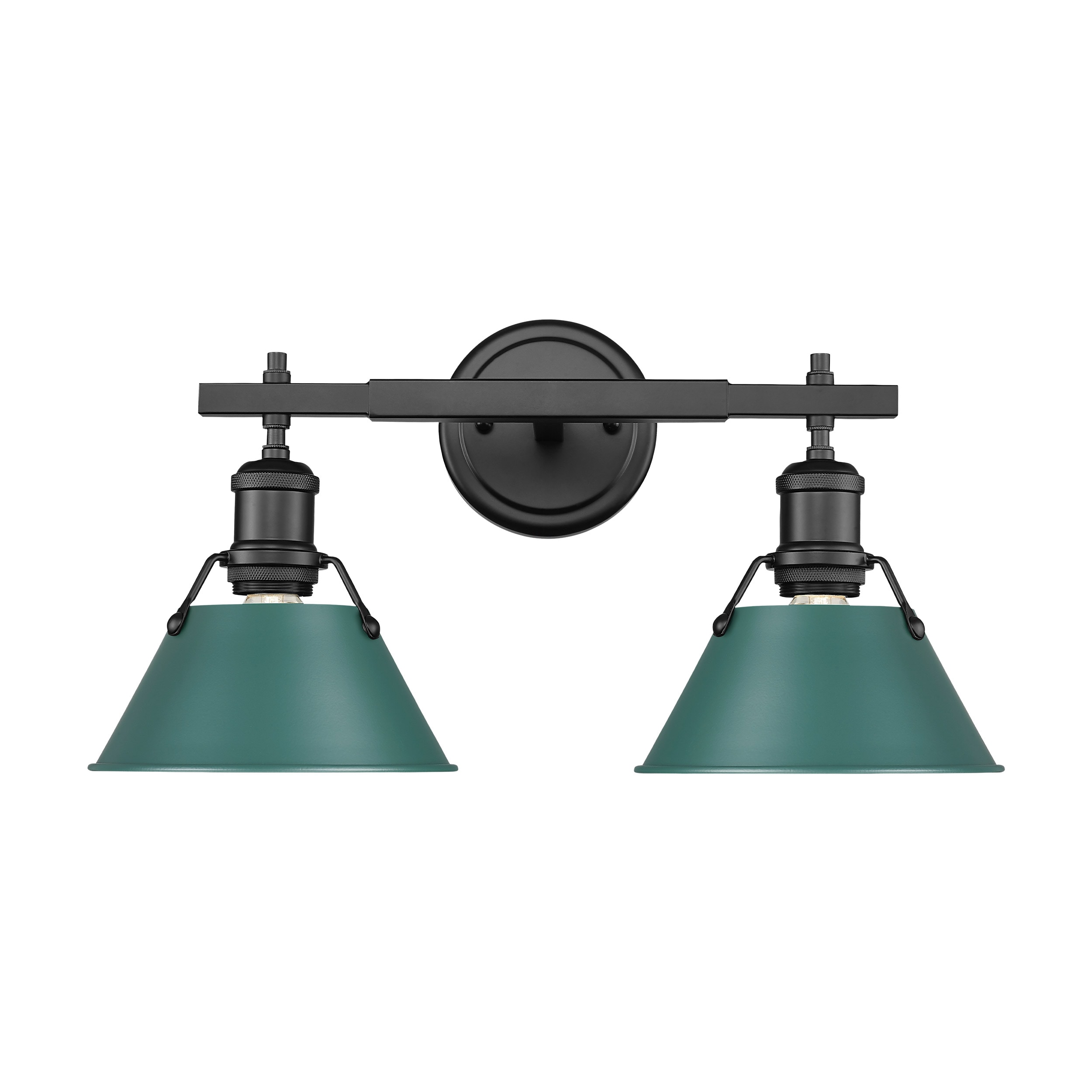 Golden Lighting 3306-BA2 BLK-GN Orwell 8.5-in 2 -Light Matte Black Transitional Vanity light