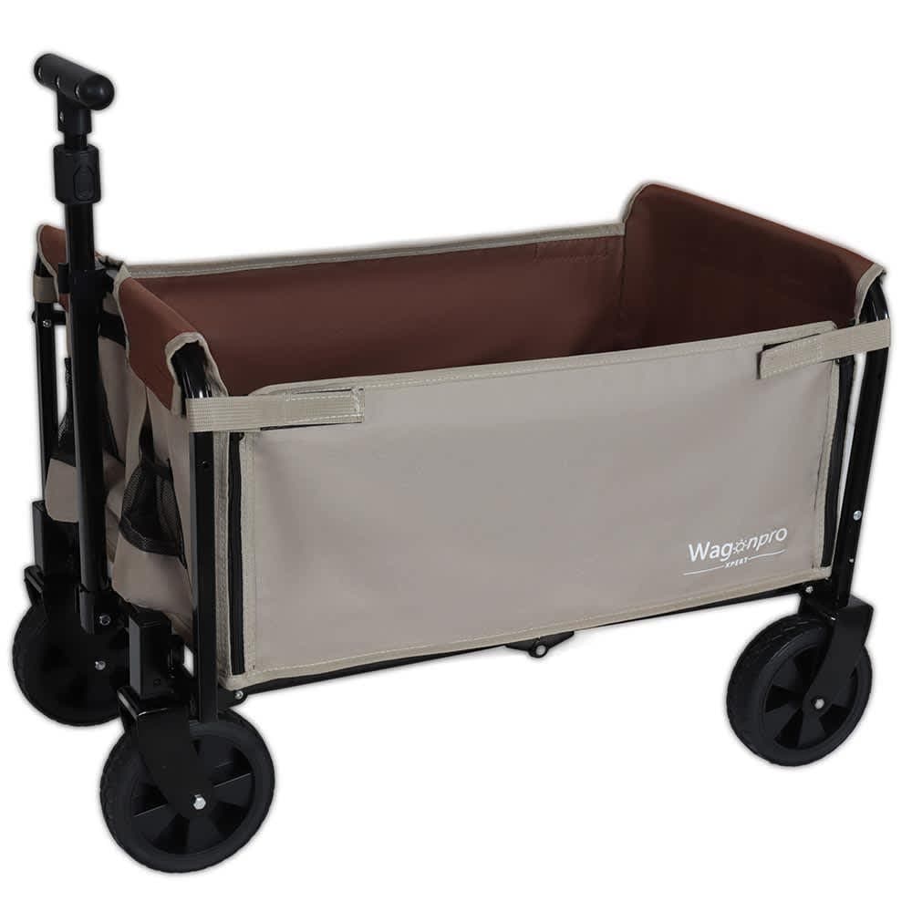 JUJABU ZJCART-4 Brown All-in-One Convertible Folding Camping Wagon Cart Storage Compartment and Included Dog Tether Outdoor