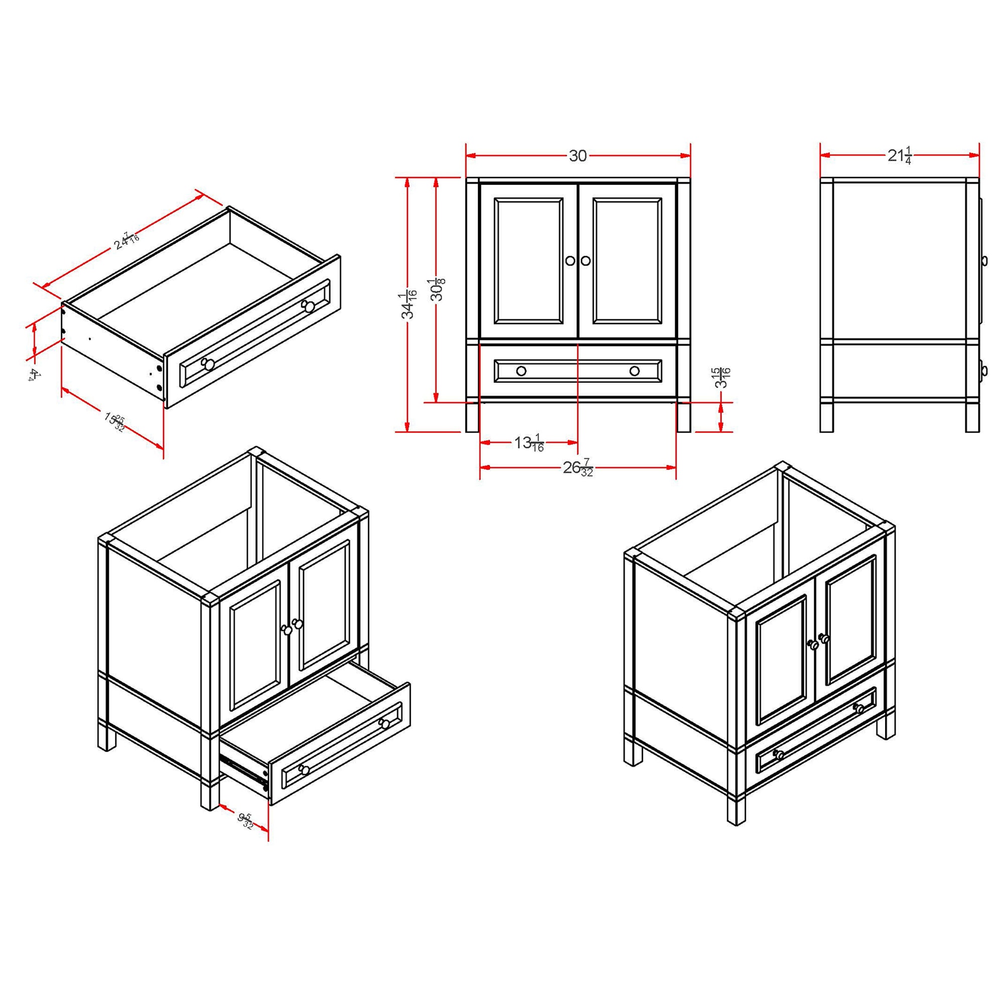 Alaterre Furniture AVAN30WHBB vanities - View #12