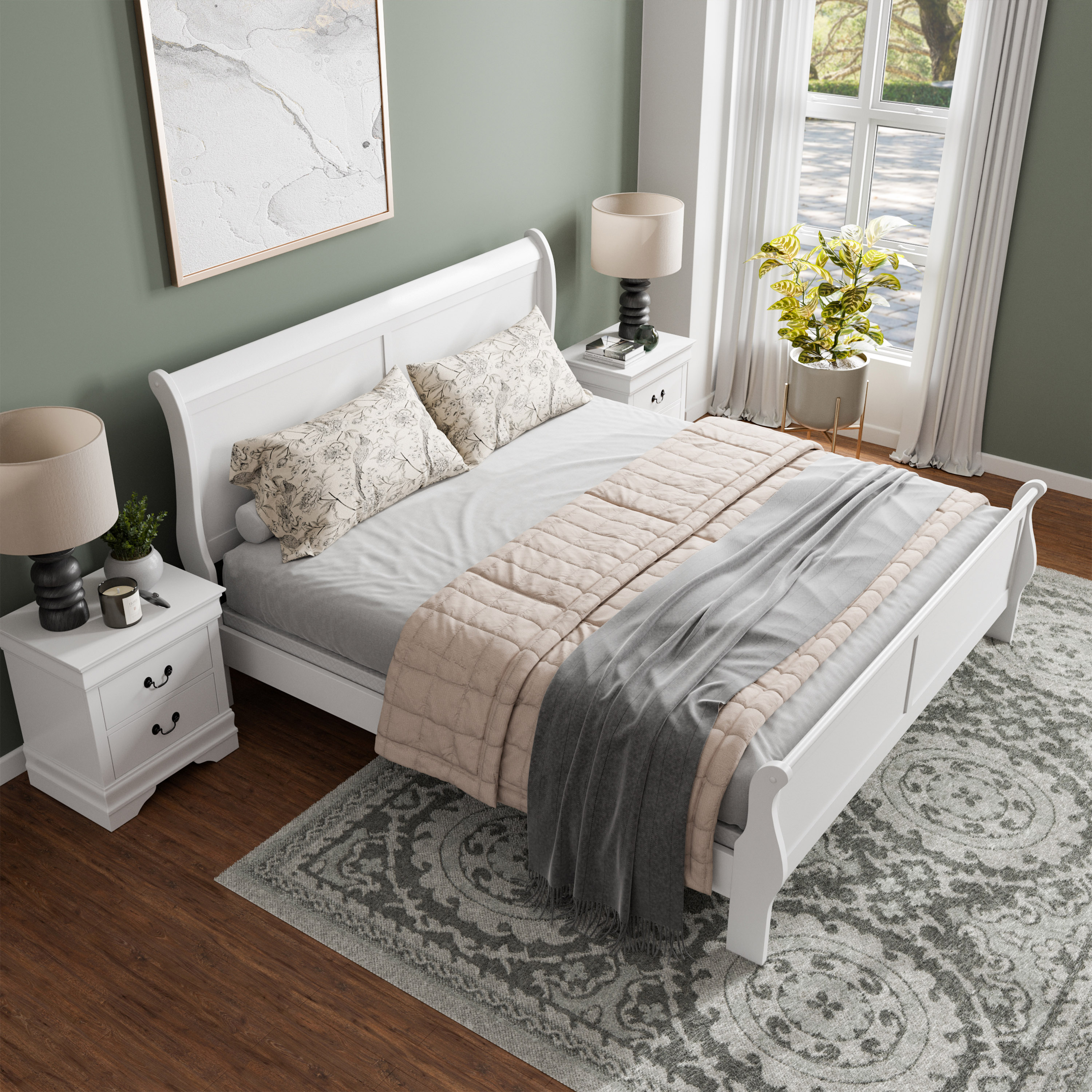 Furniture of America EC-7866WH-EK2NS Burkhart White King Bedroom Set