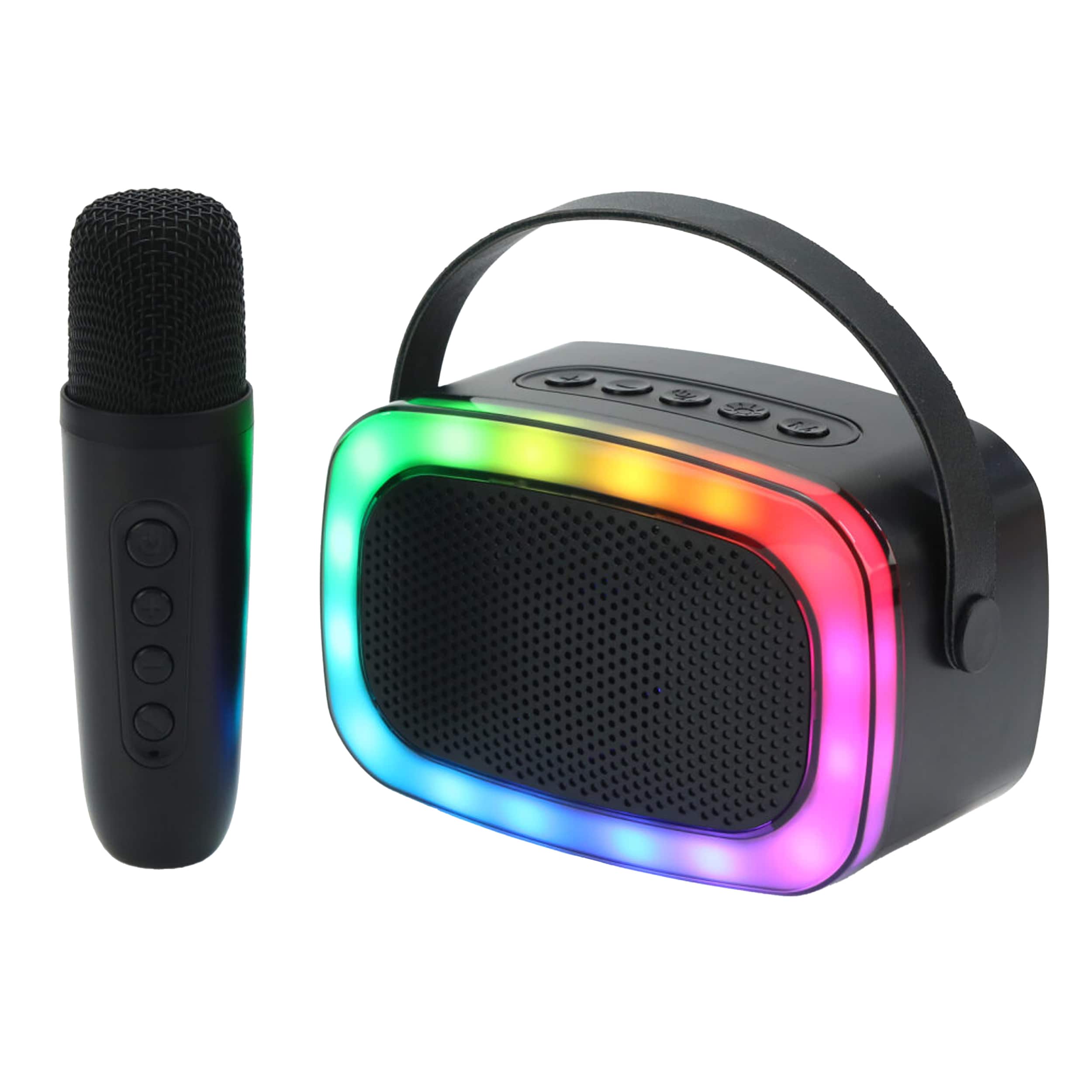 IQ Sound  RBG Rechargable Mini Karaoke Speaker With Wireless Microphone in Black