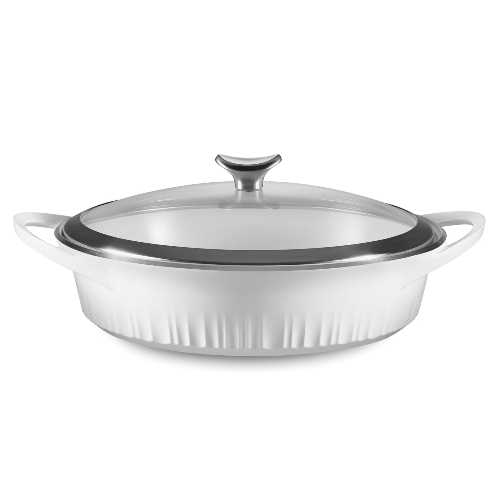 Nutrichef Oval Roasting Pan, Roaster with Polished Rack, Wide Handle and Stainless Steel Lid