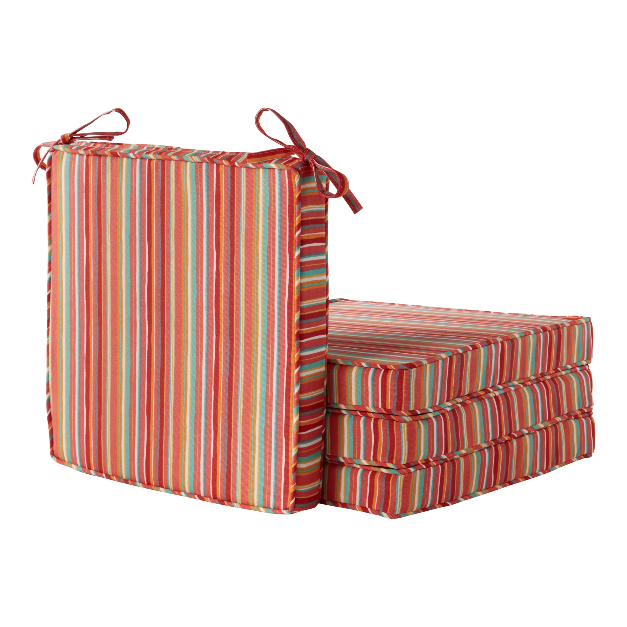 Greendale Home Fashions OP2100S4-WATERMELON 18-in x 18-in 4 -Piece Watermelon Stripe Patio chair cushion