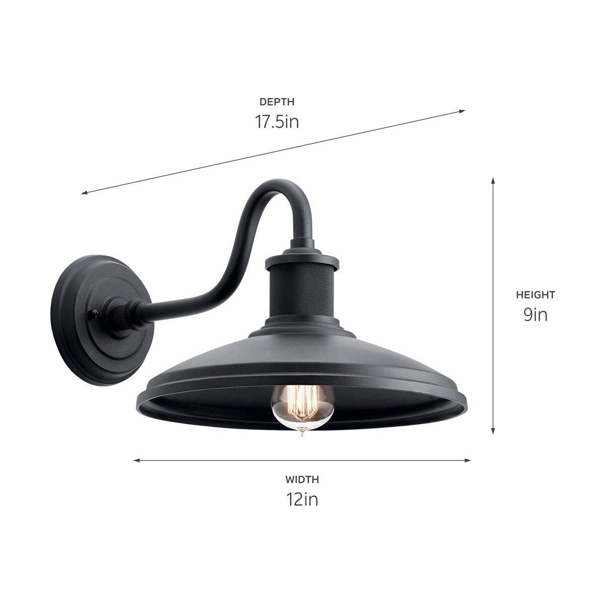 Allenbury 12" Textured Black Outdoor Wall Light