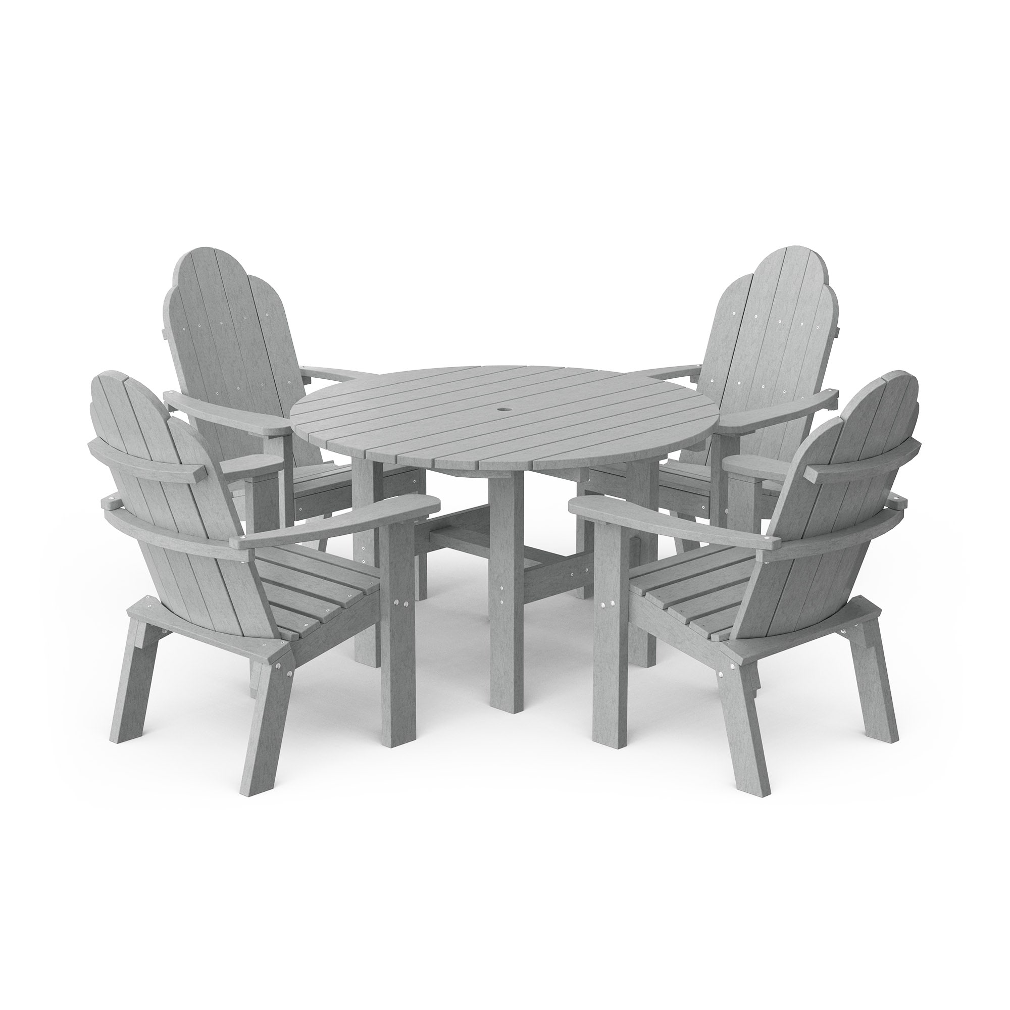 Wildridge LCC-280-LG Classic 46" Round 5 -Piece Light Gray Patio Dining Set Plastic Round Table with 4 Stationary Chairs