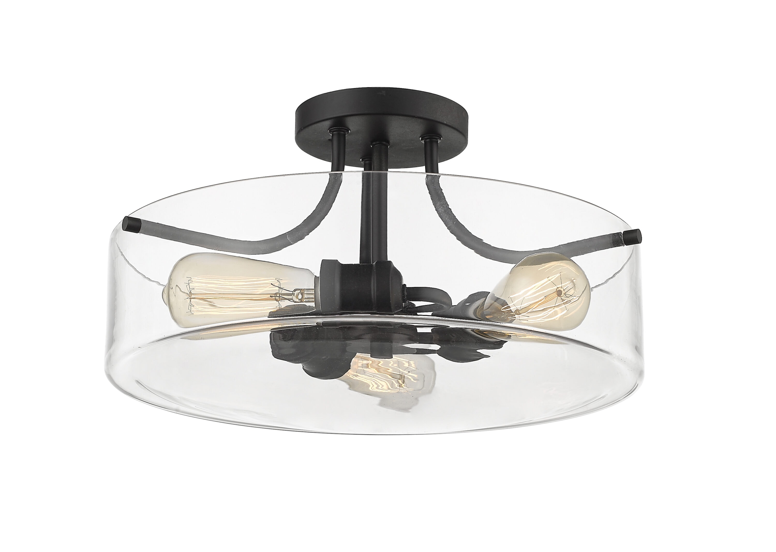 Z-Lite 471SF-MB Delaney 1 -Light 15-in Matte Black Semi Flush Mount Light