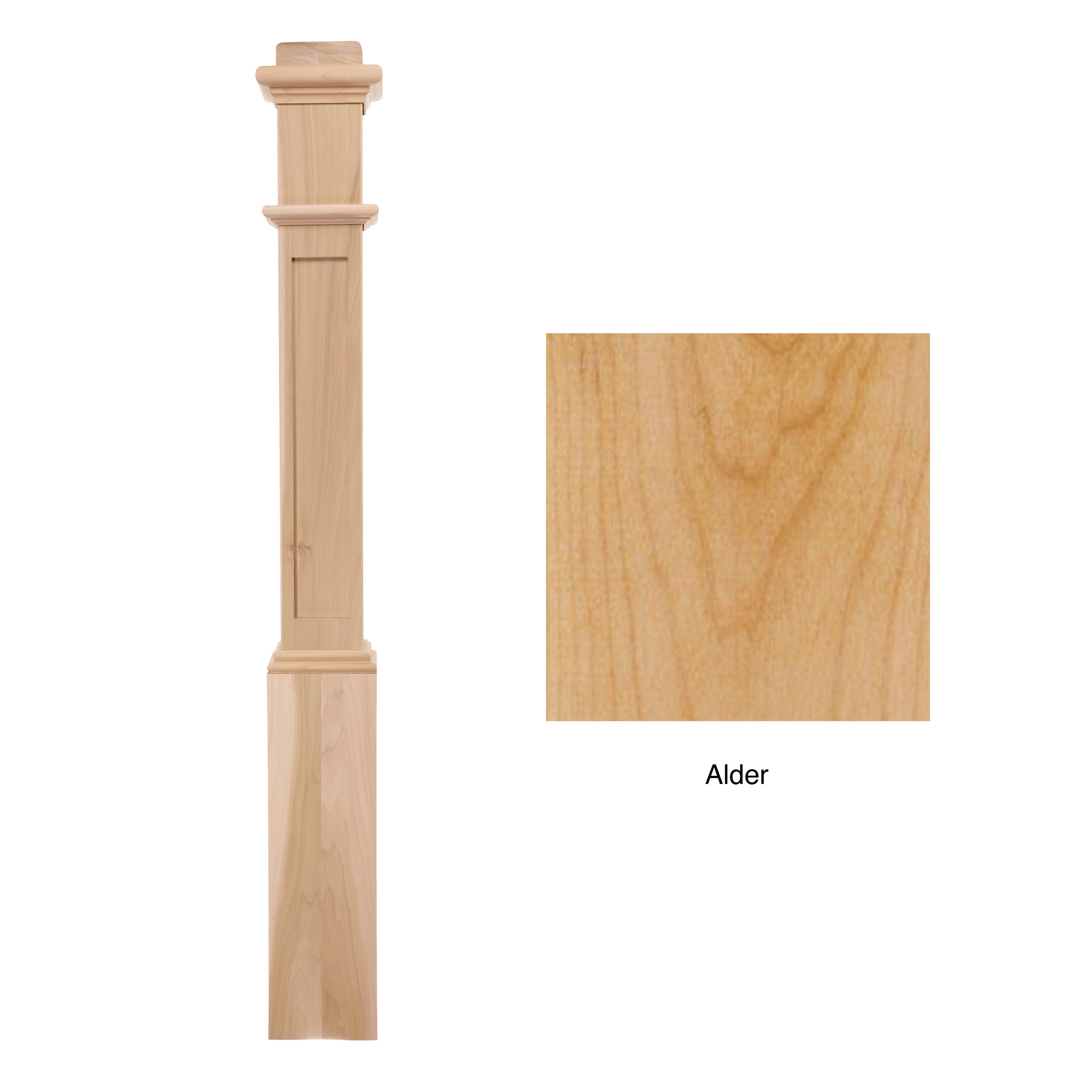 RELIABILT WG991TFPALD 6.25-in x 56-in Unfinished Alder Universal Stair Newel Post