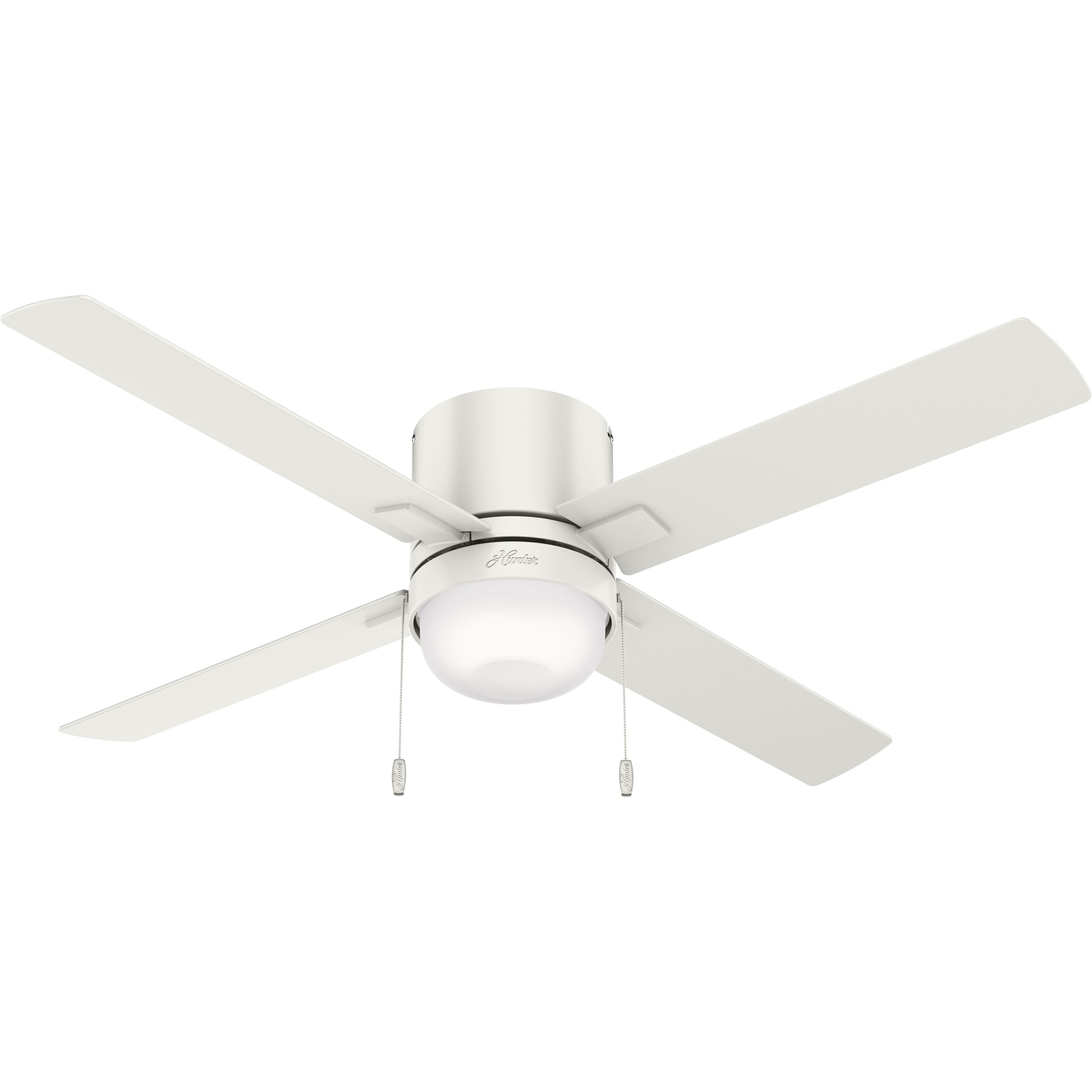 Hunter Minikin 52-in Fresh White LED Indoor Flush Mount Ceiling Fan ...