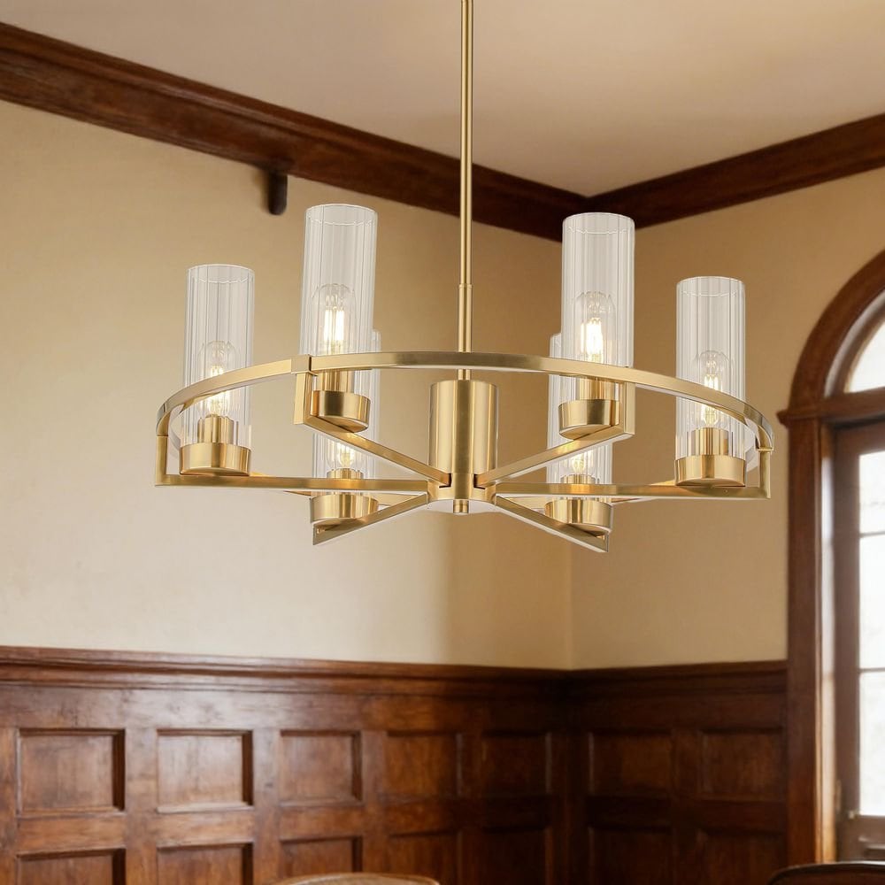TALOYA GRAET 6-Light Electroplated Brushed Brass Chandeliers Modern Style Chandeliers for Living Rooms and Kitchen Islands
