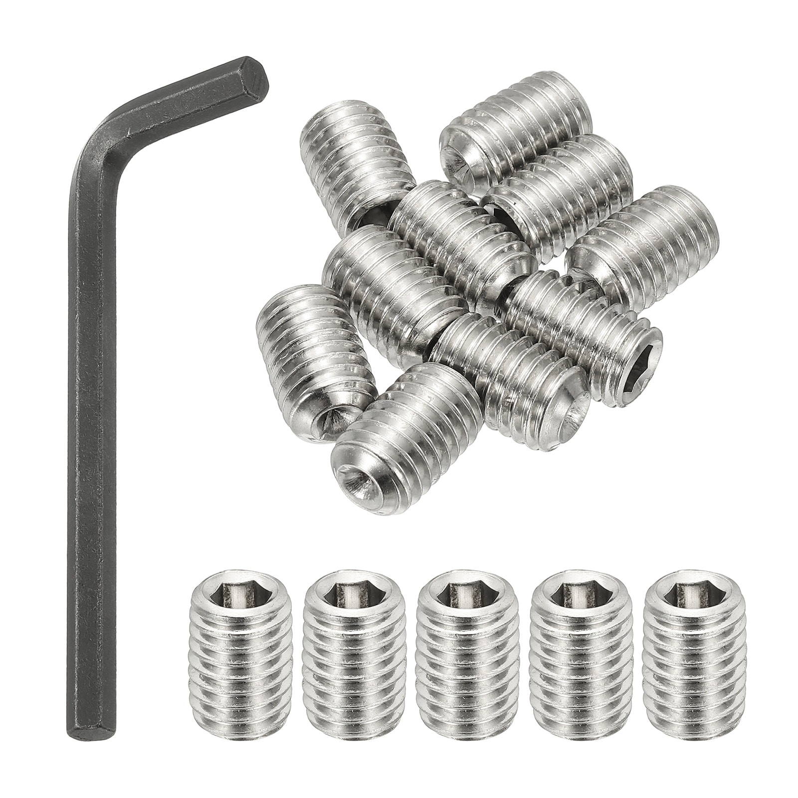 PATIKIL 1/2-13x3/4 Inch Hex Socket Grub Screws 10pcs Cup Point Set Screw with Wrench