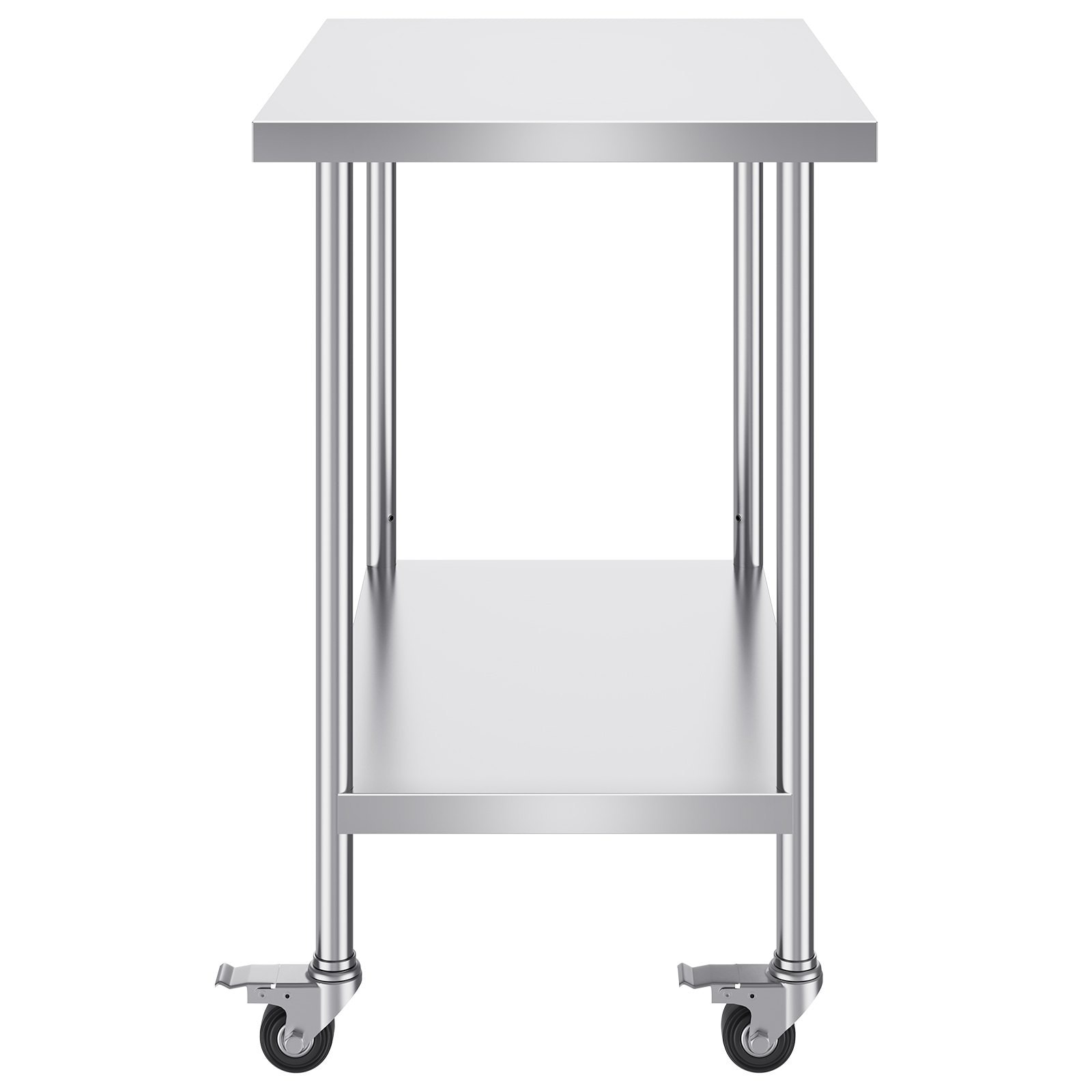 GIVIMO Stainless Steel Work Table 24 x 36 x 38-in with 4 Casters 3-Level Adjustable Shelf Heavy Duty Food Prep Worktable for Commercial Kitchen Restaurant
