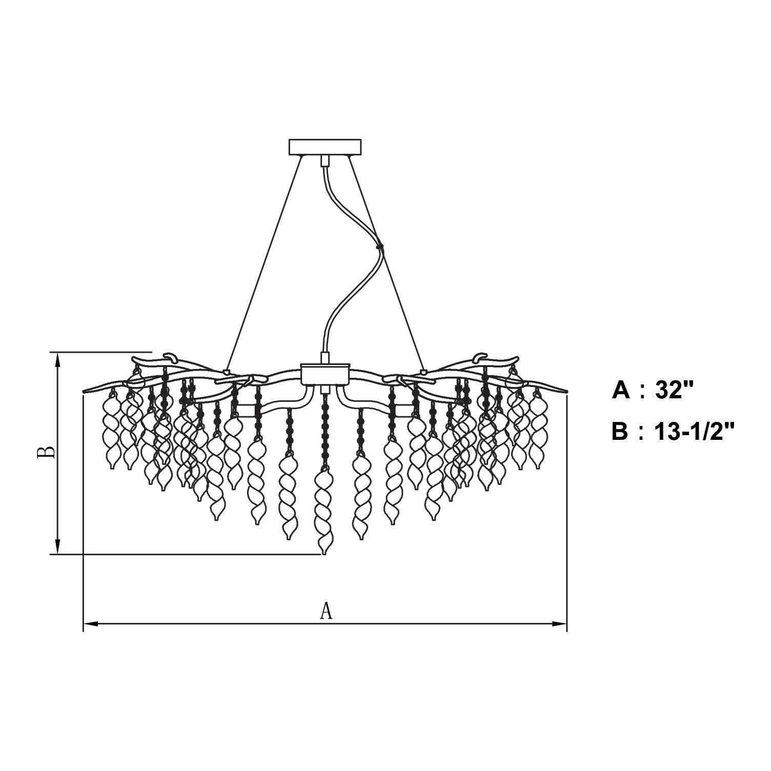 Rainier Silver Crystal 5-Light Waterfall Chandelier