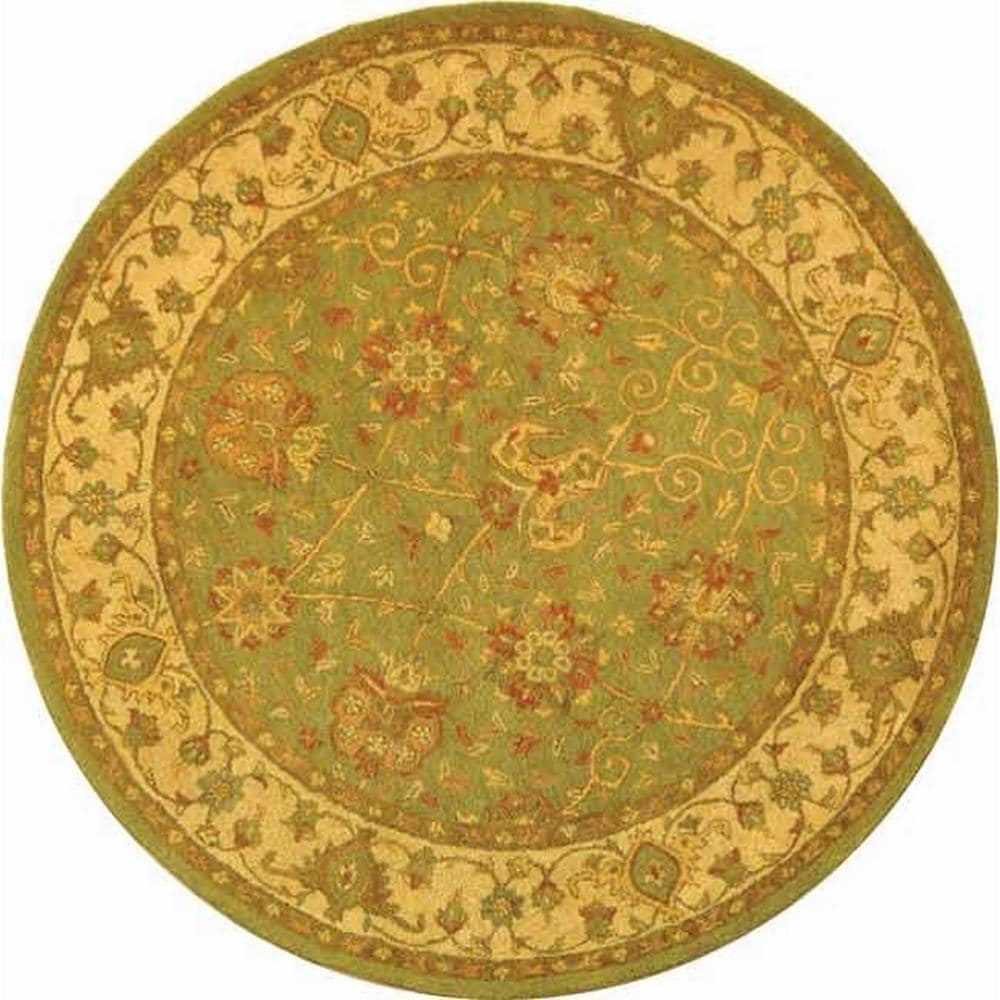 Safavieh AT21D-6R Antiquity Dergaz 6 x 6 (ft) Tufted Wool Sage Round Indoor Floral/Botanical Vintage Area rug