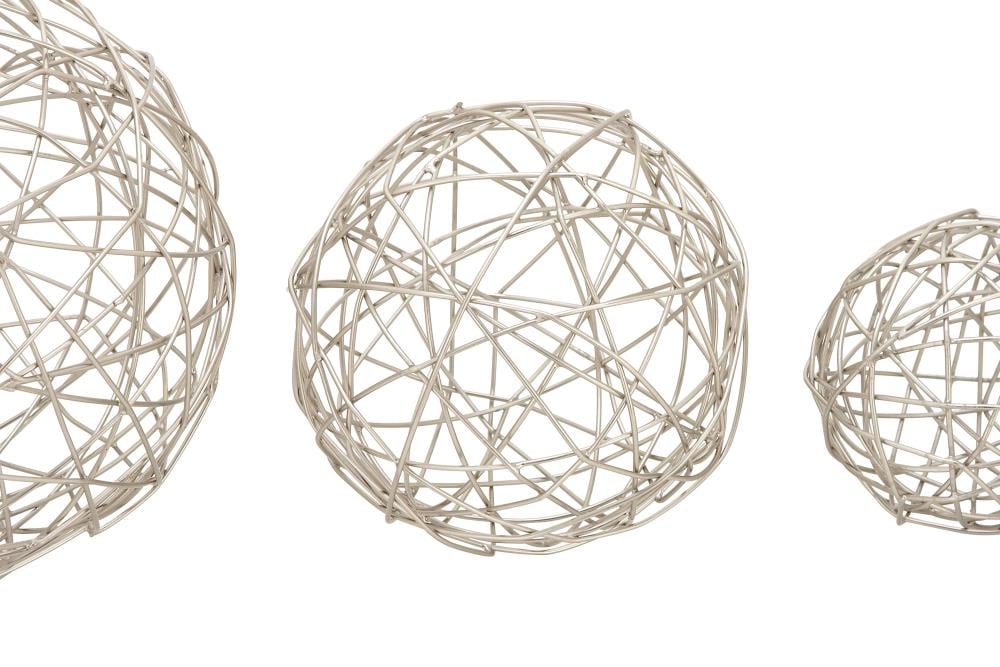 Grayson Lane Contemporary Style Metal Wire Sphere Sculptures Table ...
