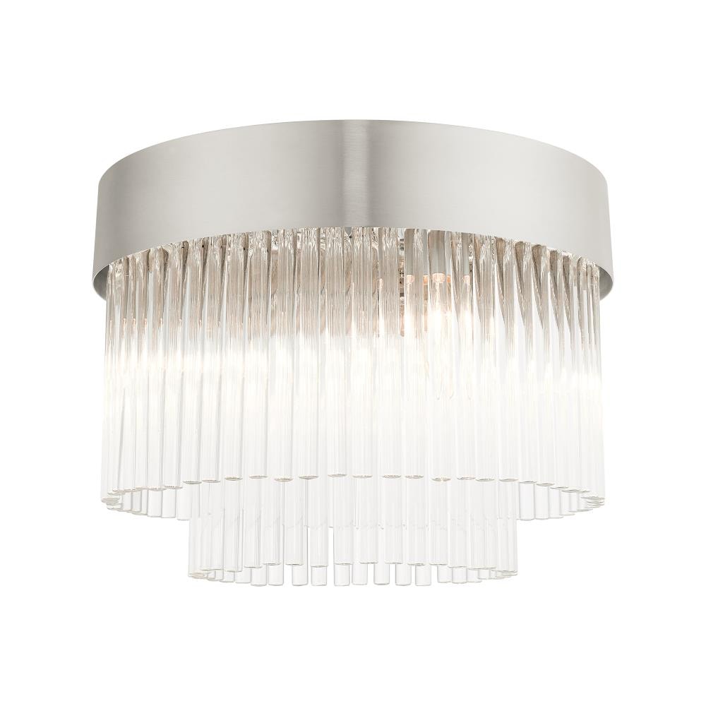 Livex Lighting 49827-91 Norwich 4 -Light 13.25-in Brushed Nickel Flush Mount Light