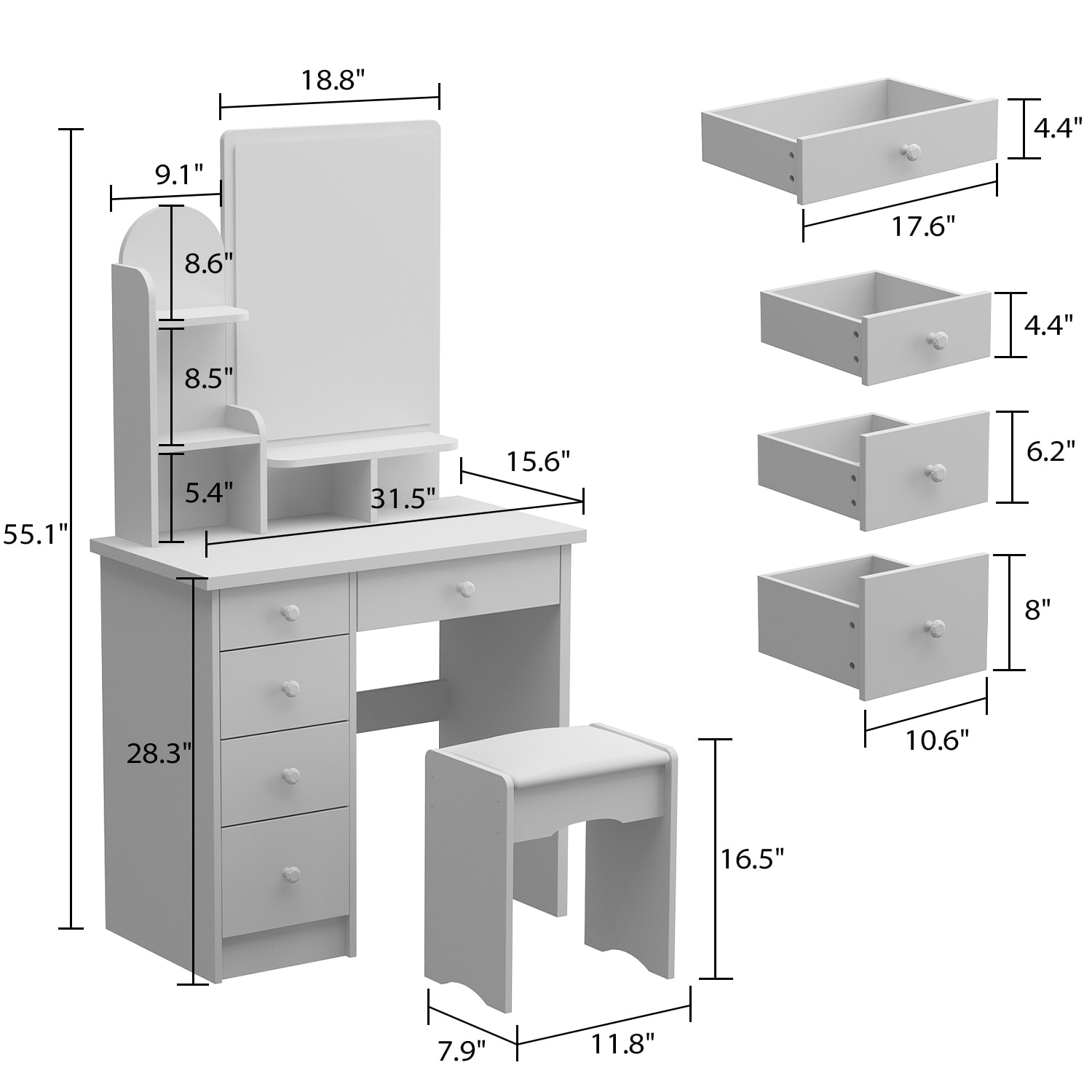FUFU&GAGA JX0106-06 Bedroom-Vanities - View #13