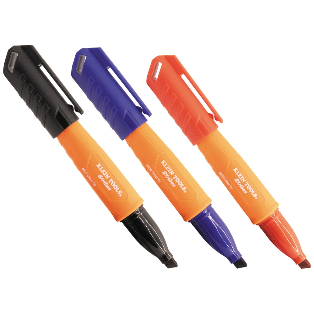 Klein Tools 861923 Skribes Chisel Tip Permanent Markers, Multi-Color, 3-Piece