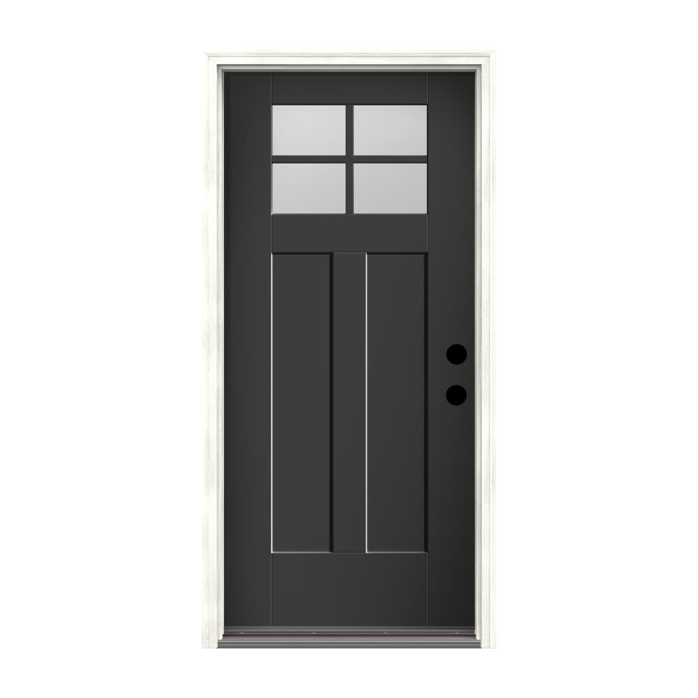 Therma-Tru Benchmark Doors Shaker 36-in x 80-in Fiberglass Craftsman Left-Hand Inswing Graphite Painted Prehung Single Front Door with Brickmould -  TTB642050SOS