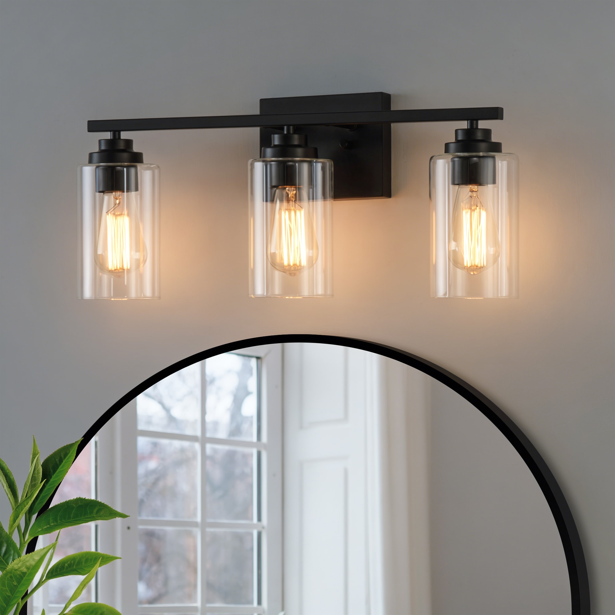 KAWOTI Nolan 22-in 3 Light Matte Black Modern/contemporary Bathroom Vanity light