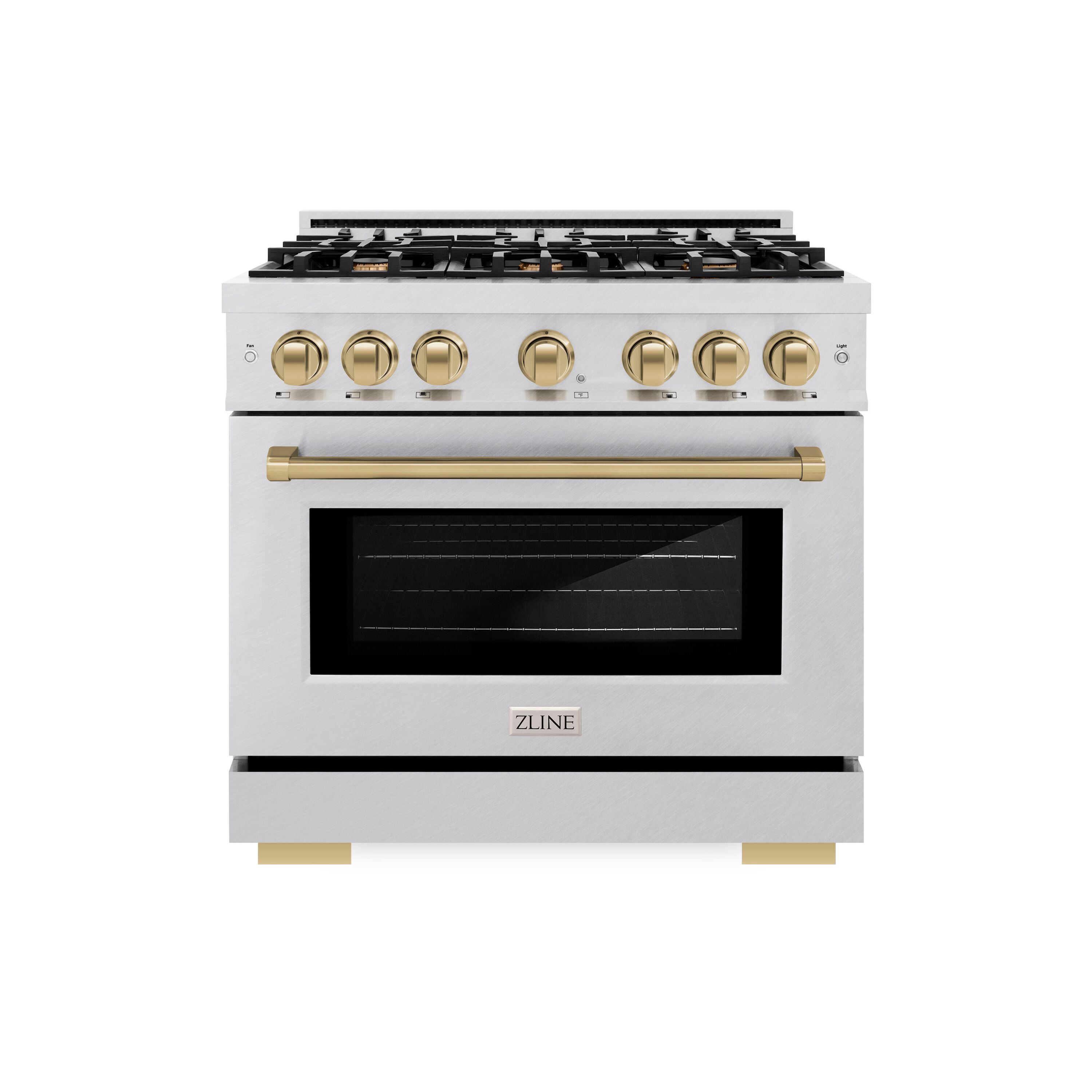 ZLINE KITCHEN & BATH HDRSZ-36-CB Select 36-in Standard 6 burners Convection Oven Freestanding Dual Fuel Range ( Stainless Steel, Champagne Bronze Accents )