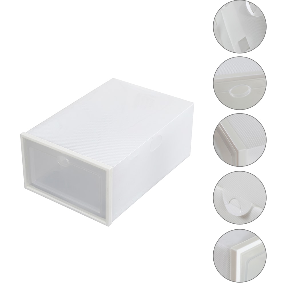 Wuzstar 20PCS Plastic Shoe Box Stackable Foldable Clear Storage Organizer  Shoe Container(White) 