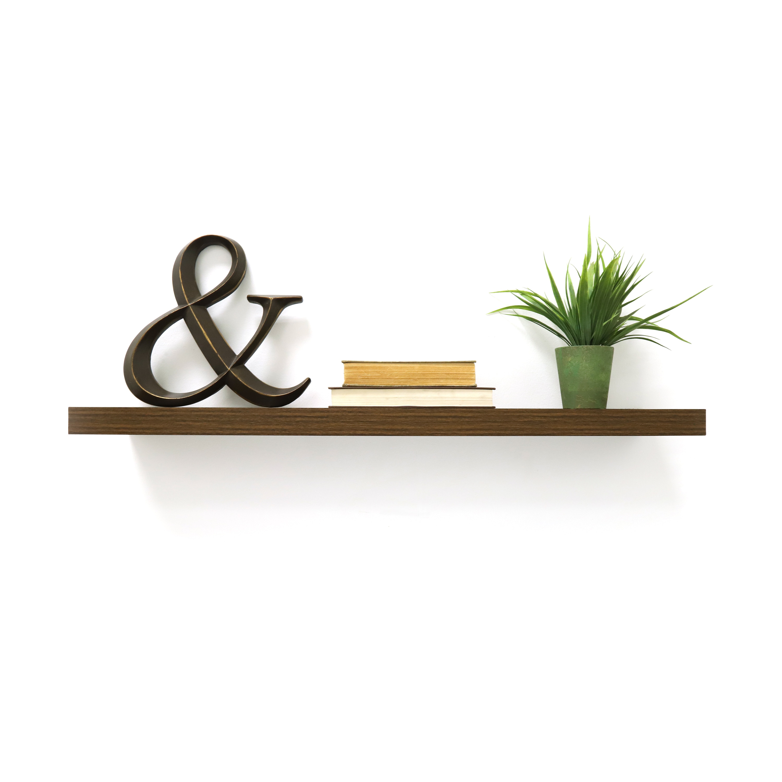 allen + roth 9481244 35.4-in L x 7.8-in D x 1.5-in H Dark Oak MDF Rectangular Floating shelf
