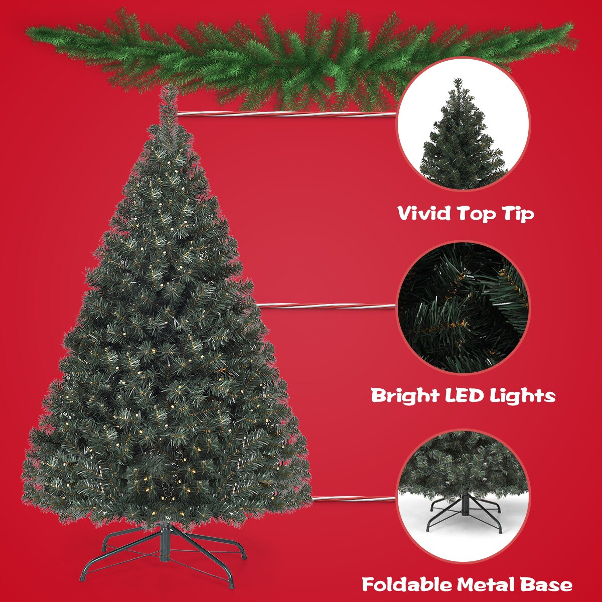 WELLFOR 4.5-ft Pre-lit Artificial Christmas Tree with LED Lights at ...