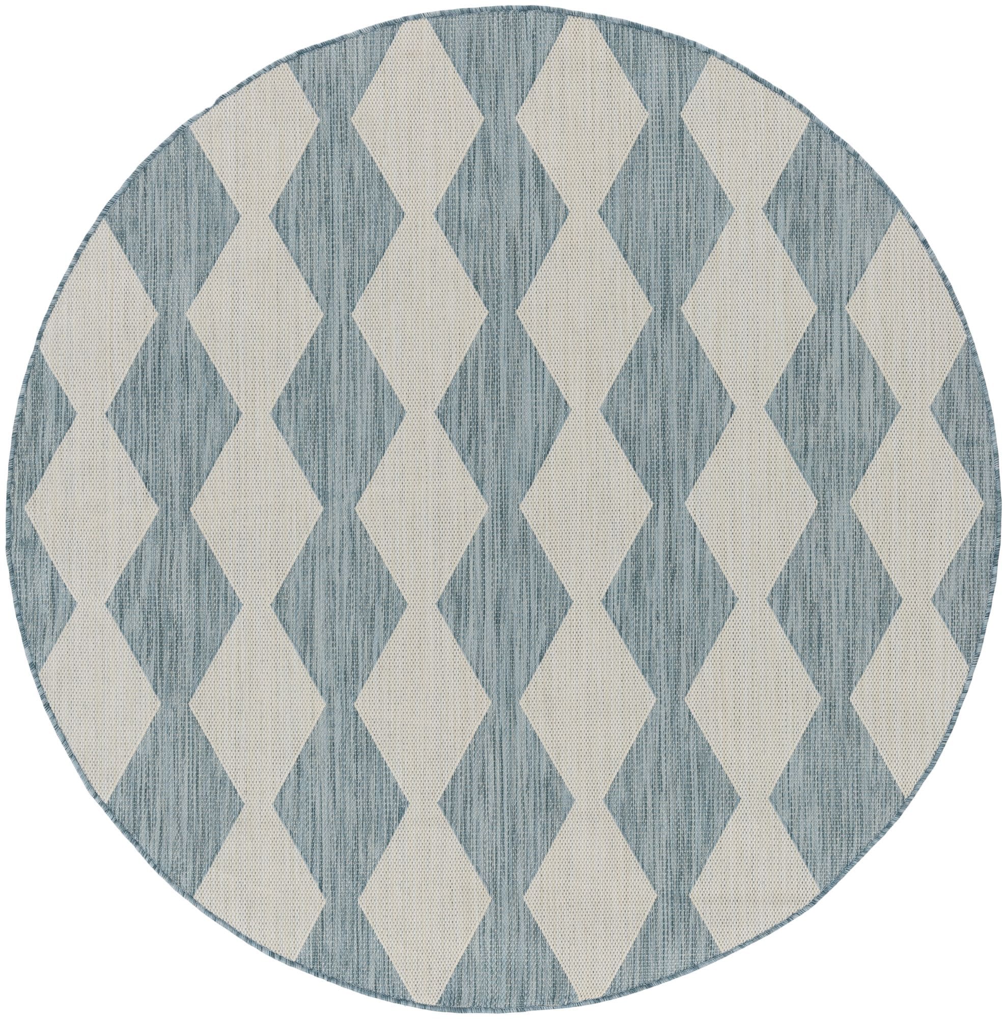 Nourison Home Positano 6 ft x Round Aqua Indoor or outdoor Area Rug in ...