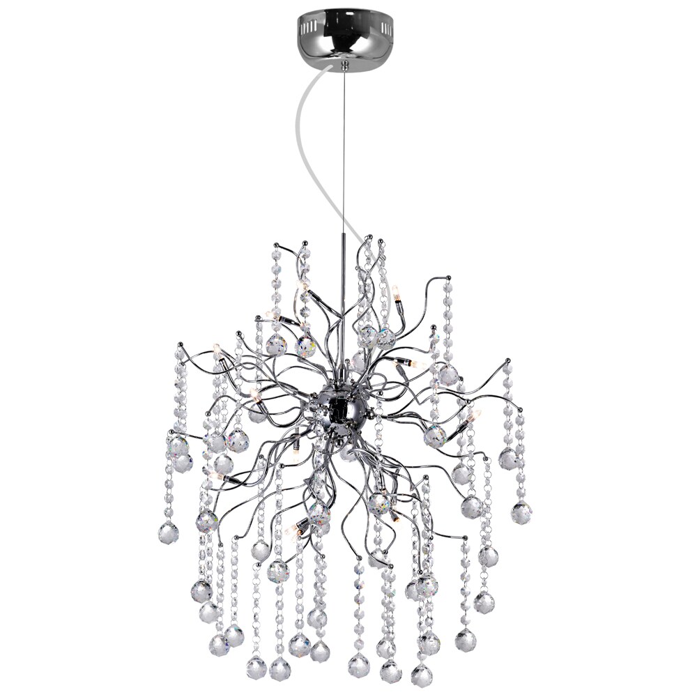 CWI Lighting 5066P28C Cherry Blossom 20-Light Chrome Traditional LED Damp Rated Chandelier