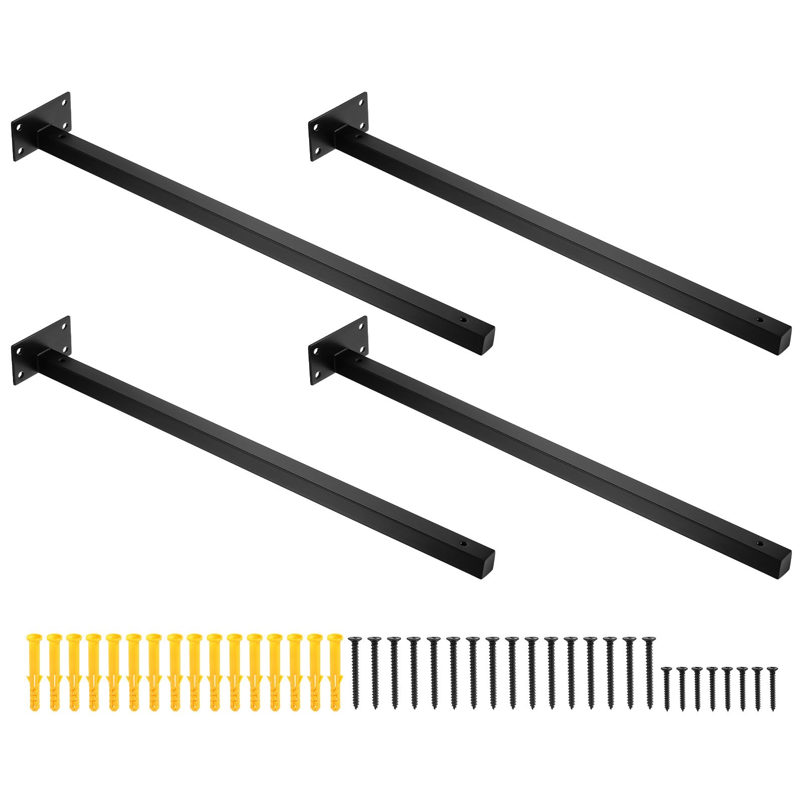 Lukvuzo  Floating Shelf Bracket 4 Pack 20 Inch Iron Hidden Wall Mounted Shelf Supports with Screws Anchors for Wood Shelves Office Living Room
