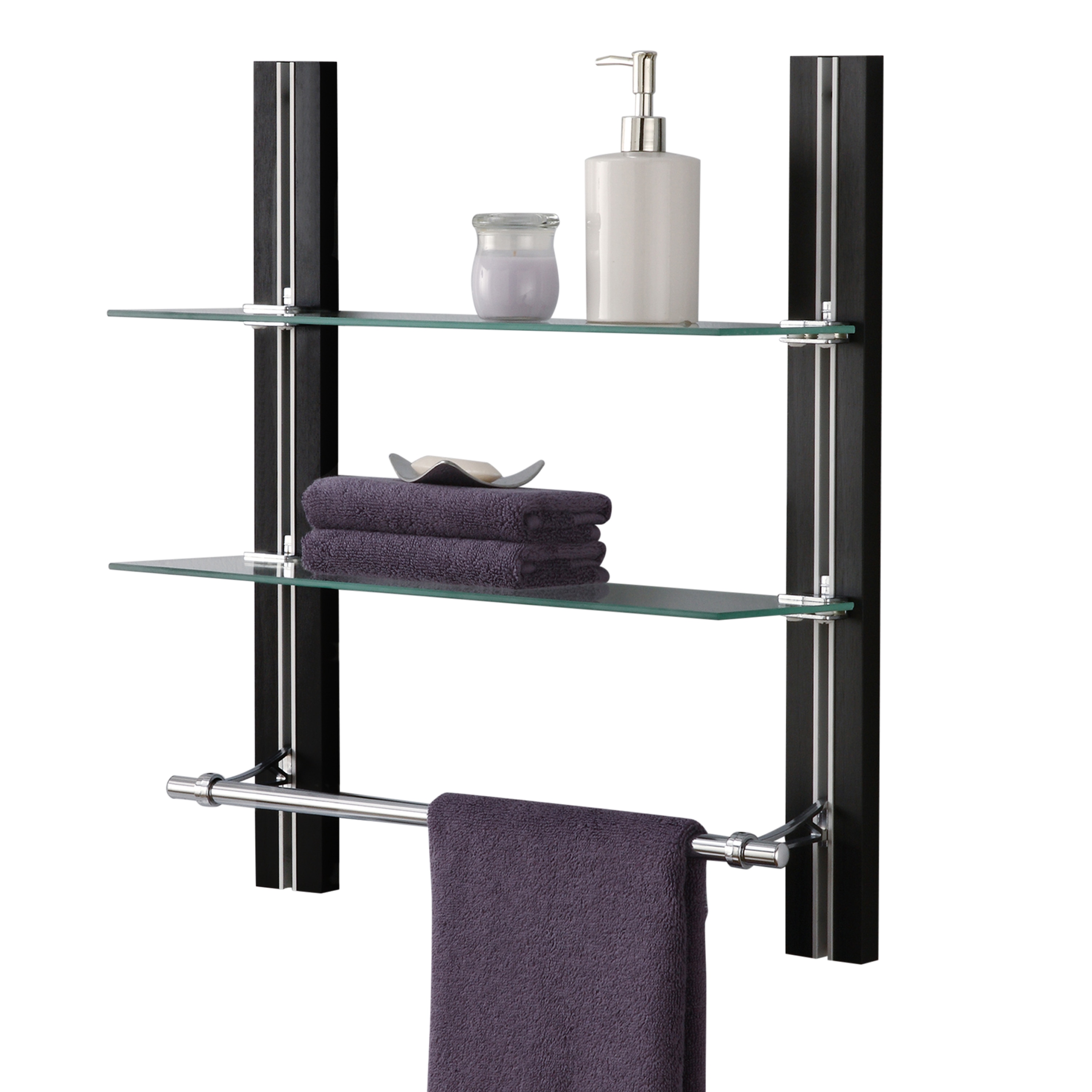 Organize It All Chrome 2-Tier Metal Wall Mount Bathroom Shelf (17.75-in x  21.5-in x 10.25-in) in the Bathroom Shelves department at