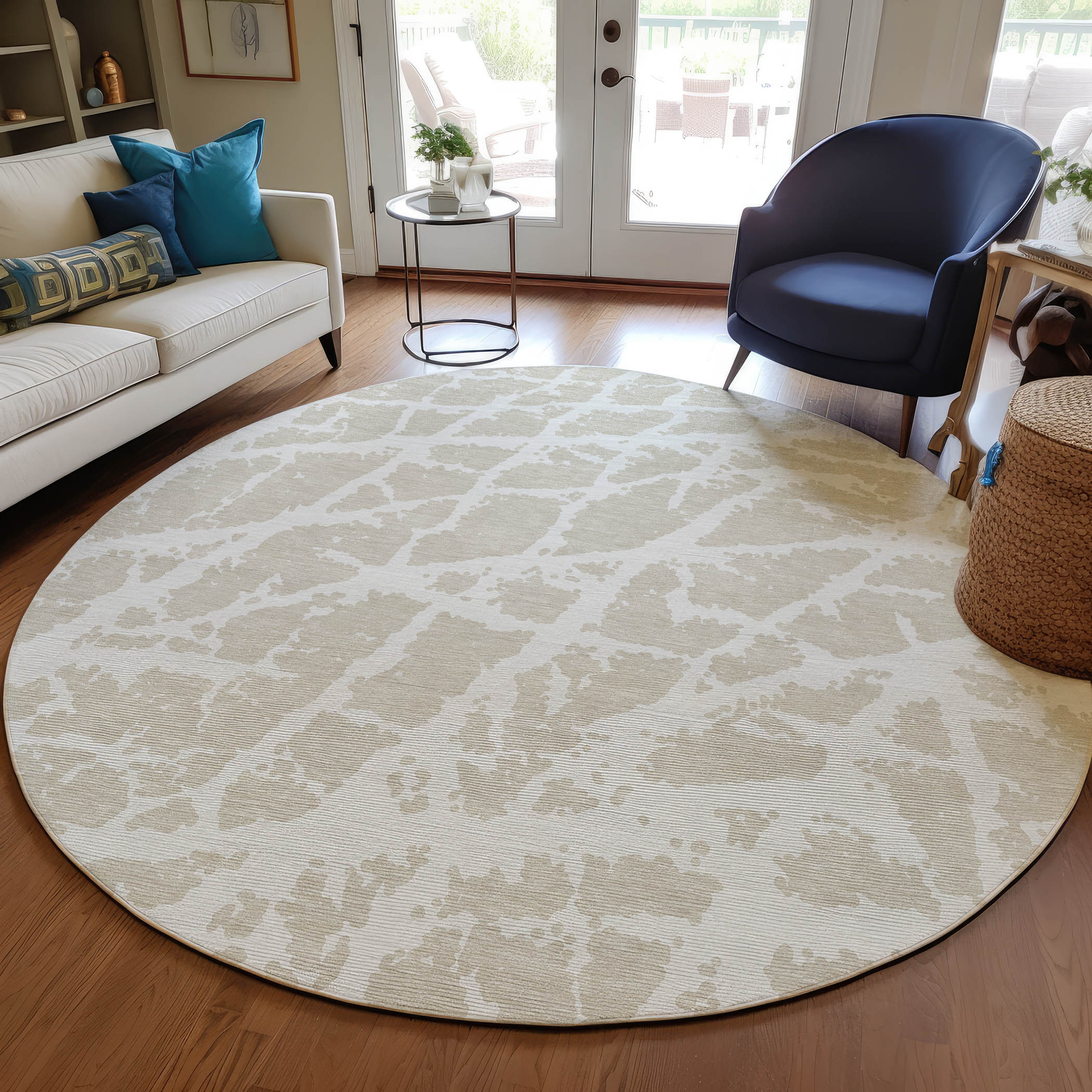 Addison Rugs ACN501BG8RO Chantille ACN501BG 8 x 8 (ft) Polyester Beige Round Indoor/Outdoor Abstract Machine washable Area rug