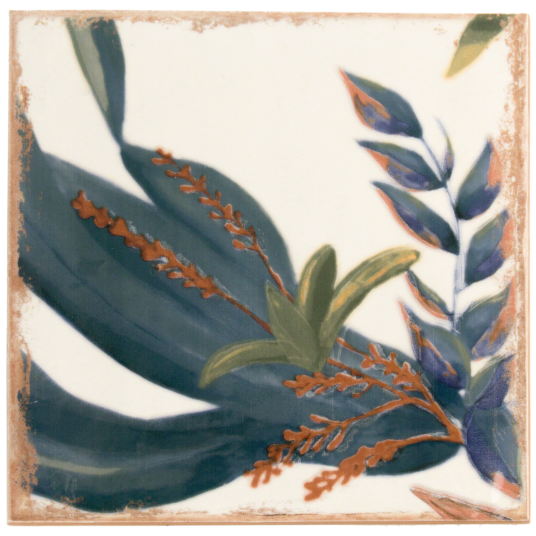 Artmore Tile EXT3RD103876 (Sample) Haven Design Mural 8-in x 8-in Polished Ceramic Stone Look Wall Tile